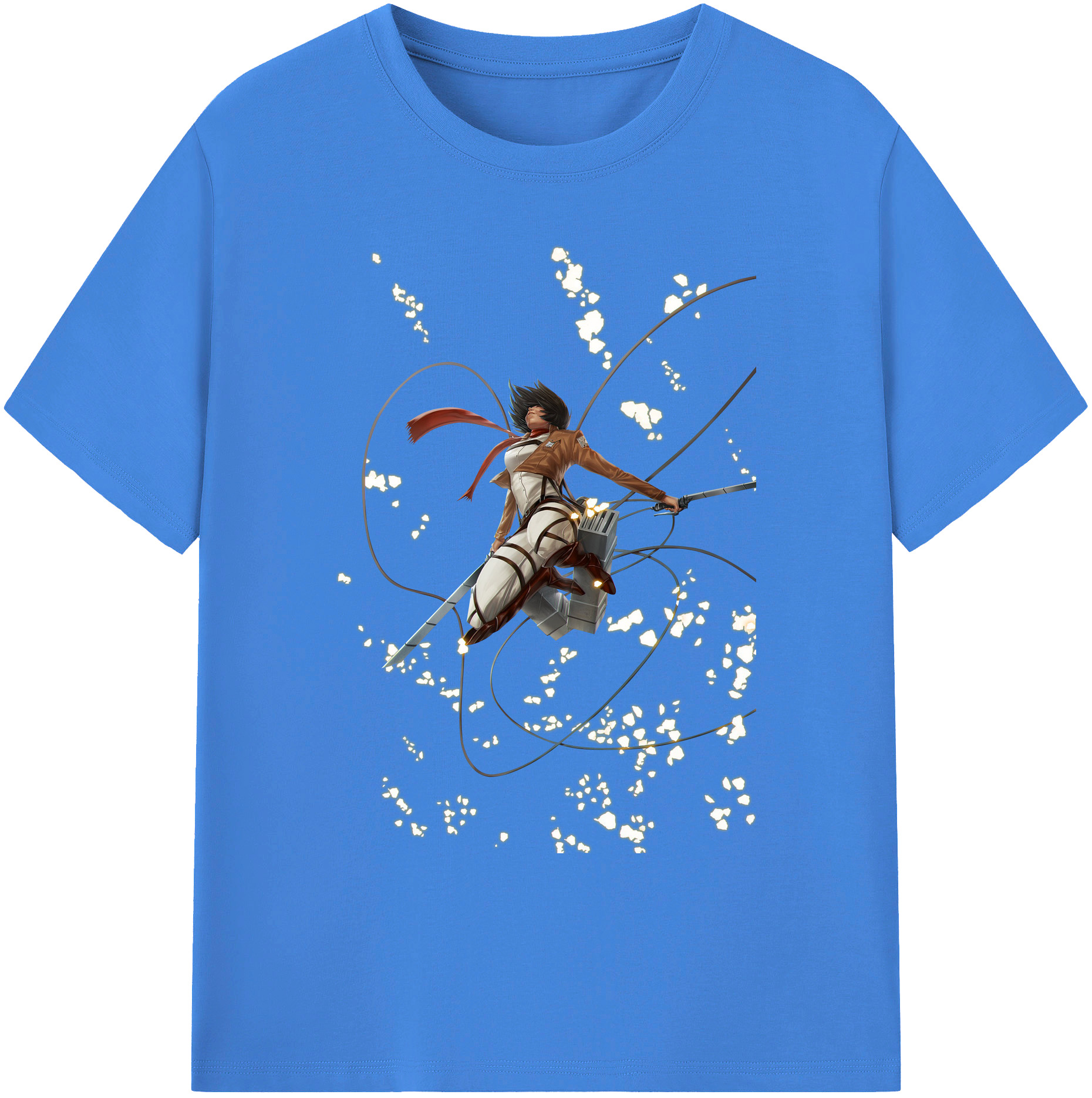 （画像用） 進撃の巨人 ミカサ·アッカーマン Attack on Titan Mikasa Ackerman 綿100％ メンズ半袖Tシャツ｜肌触りやわらか＆通気性