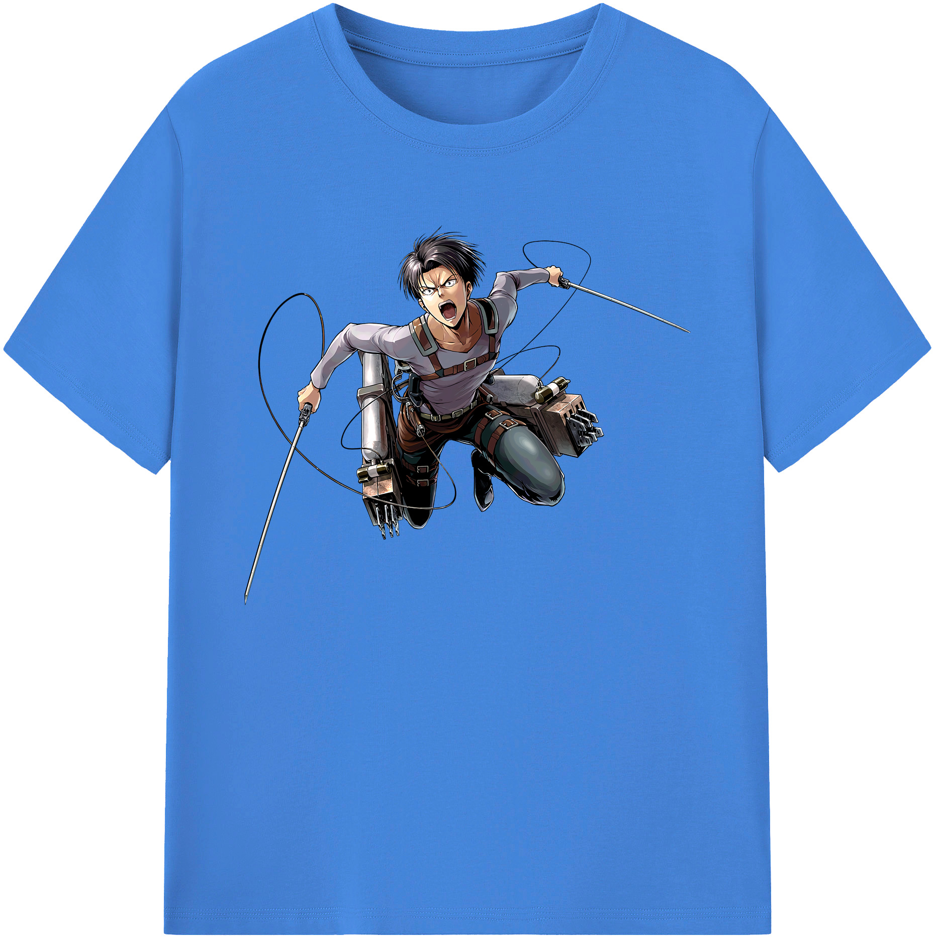 （画像用） 進撃の巨人 リヴァイ·アッカーマン Attack on Titan Levi Ackerman 綿100％ メンズ半袖Tシャツ｜肌触りやわらか＆通気性