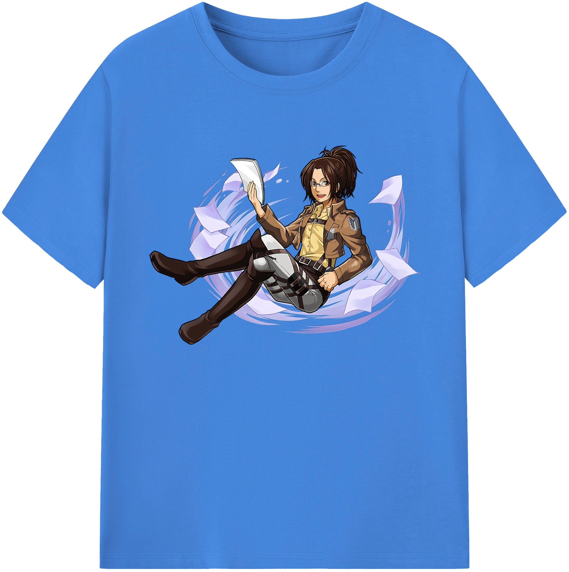 （画像用） 進撃の巨人 ハンジ·ゾエ Attack on Titan Hanji Zoe 綿100％ メンズ半袖Tシャツ｜肌触りやわらか＆通気性