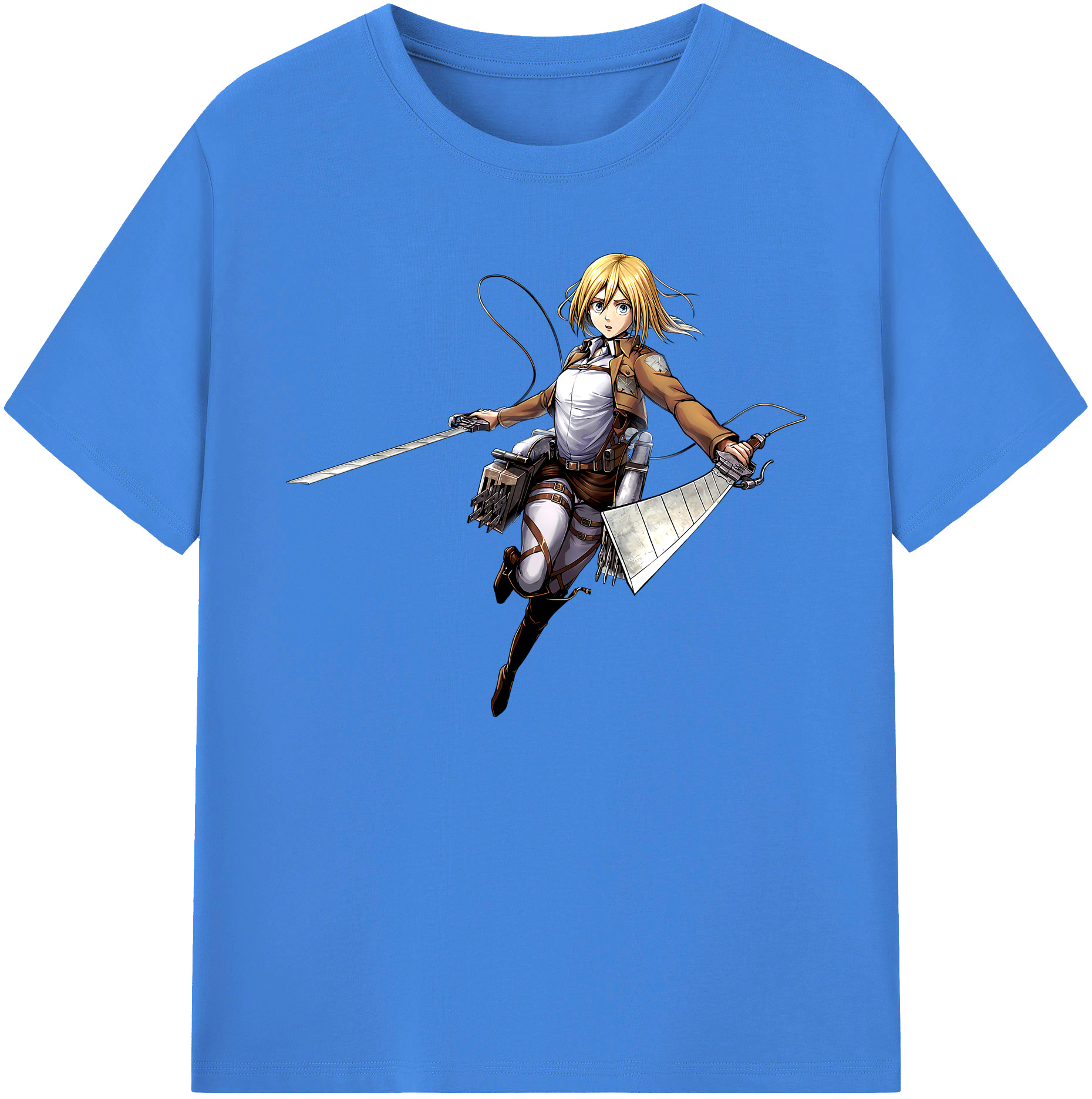 （画像用） 進撃の巨人 クリスタ·レンズ Attack on Titan Christa Lenz 綿100％ メンズ半袖Tシャツ｜肌触りやわらか＆通気性