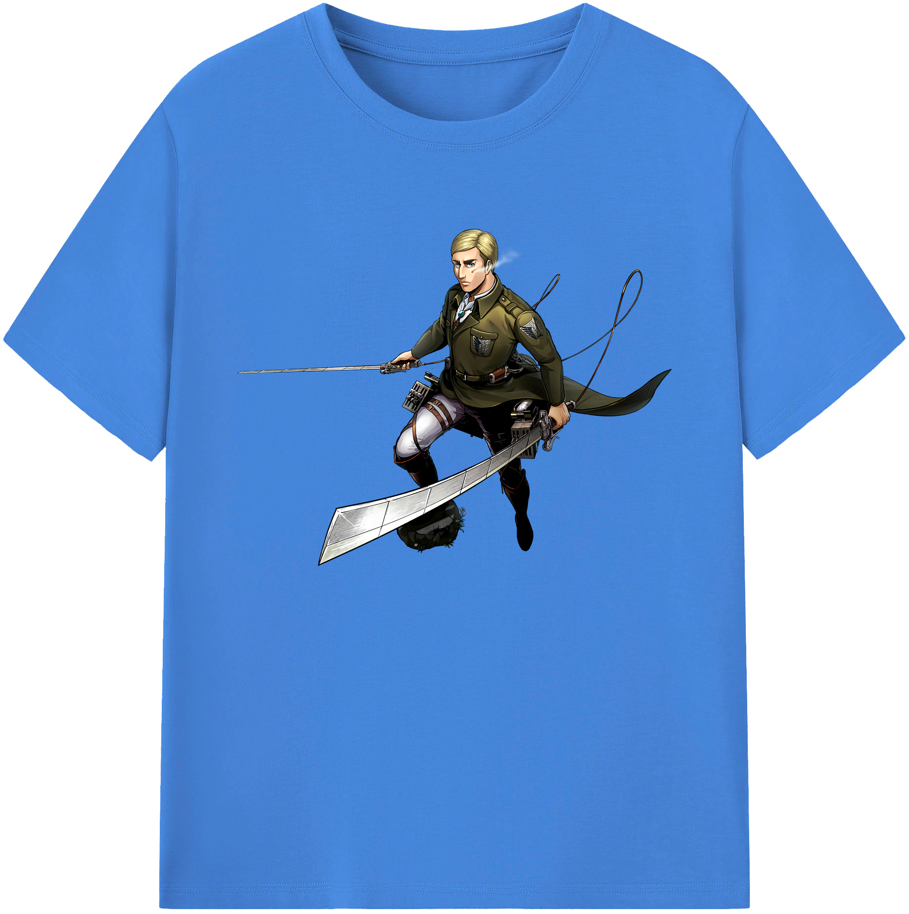 （画像用） 進撃の巨人 エルヴィン・スミス Attack on Titan Erwin Smith 綿100％ メンズ半袖Tシャツ｜肌触りやわらか＆通気性