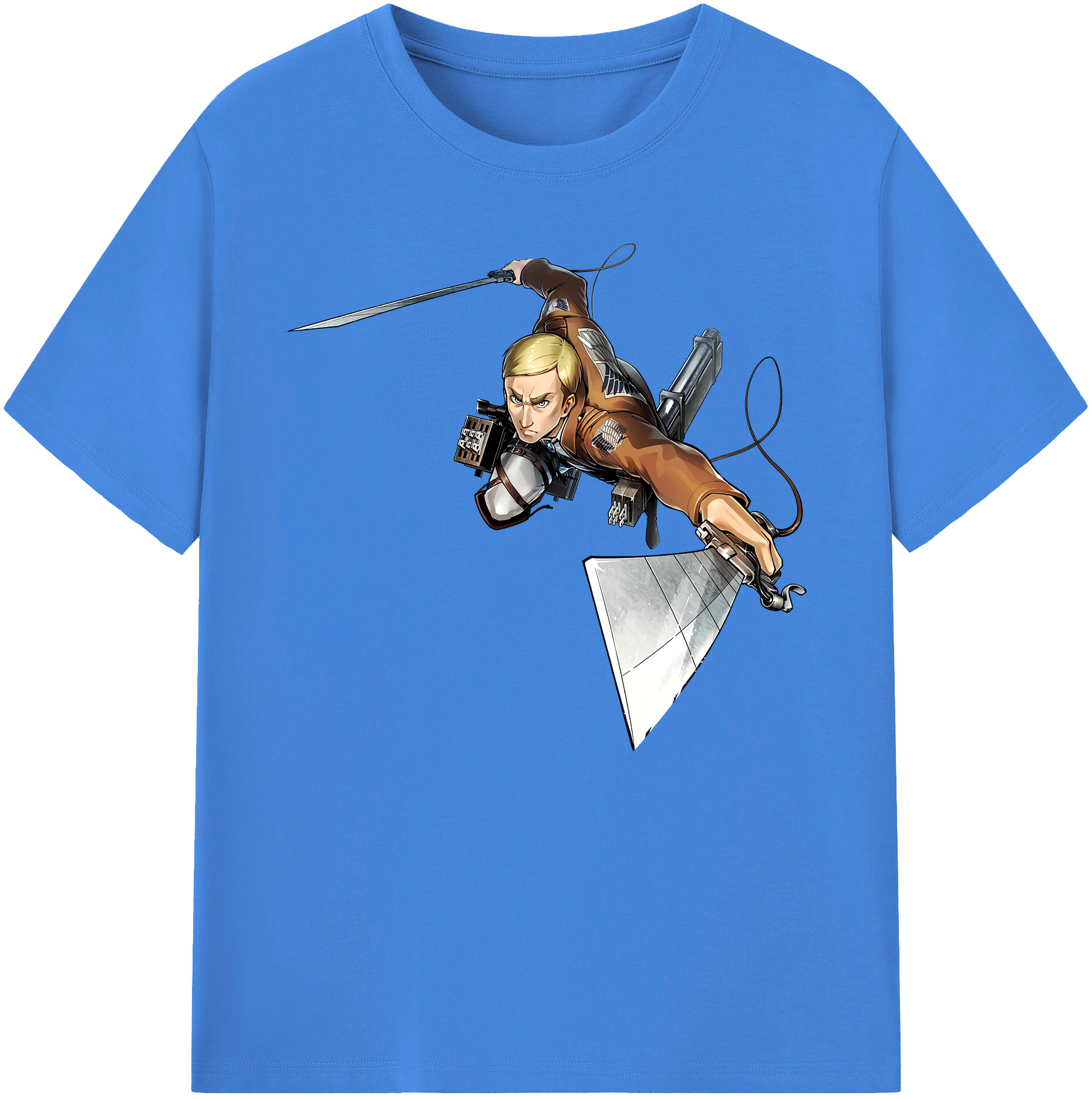 （画像用） 進撃の巨人 エルヴィン・スミス Attack on Titan Erwin Smith 綿100％ メンズ半袖Tシャツ｜肌触りやわらか＆通気性
