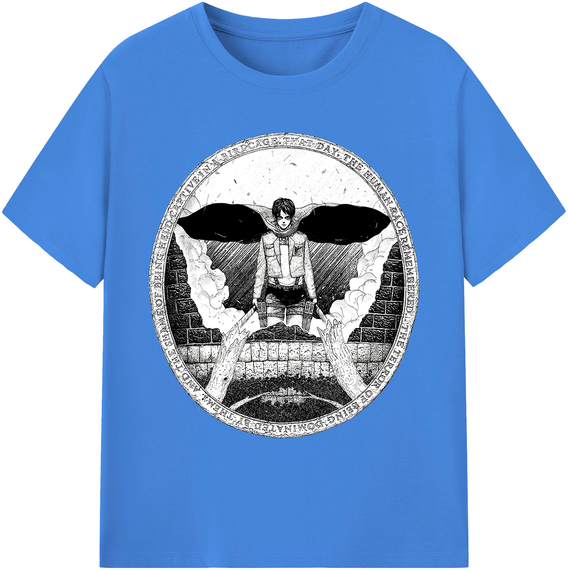 （画像用） 進撃の巨人 エレン･イェーガー Attack on Titan Eren Jäger 綿100％ メンズ半袖Tシャツ｜肌触りやわらか＆通気性