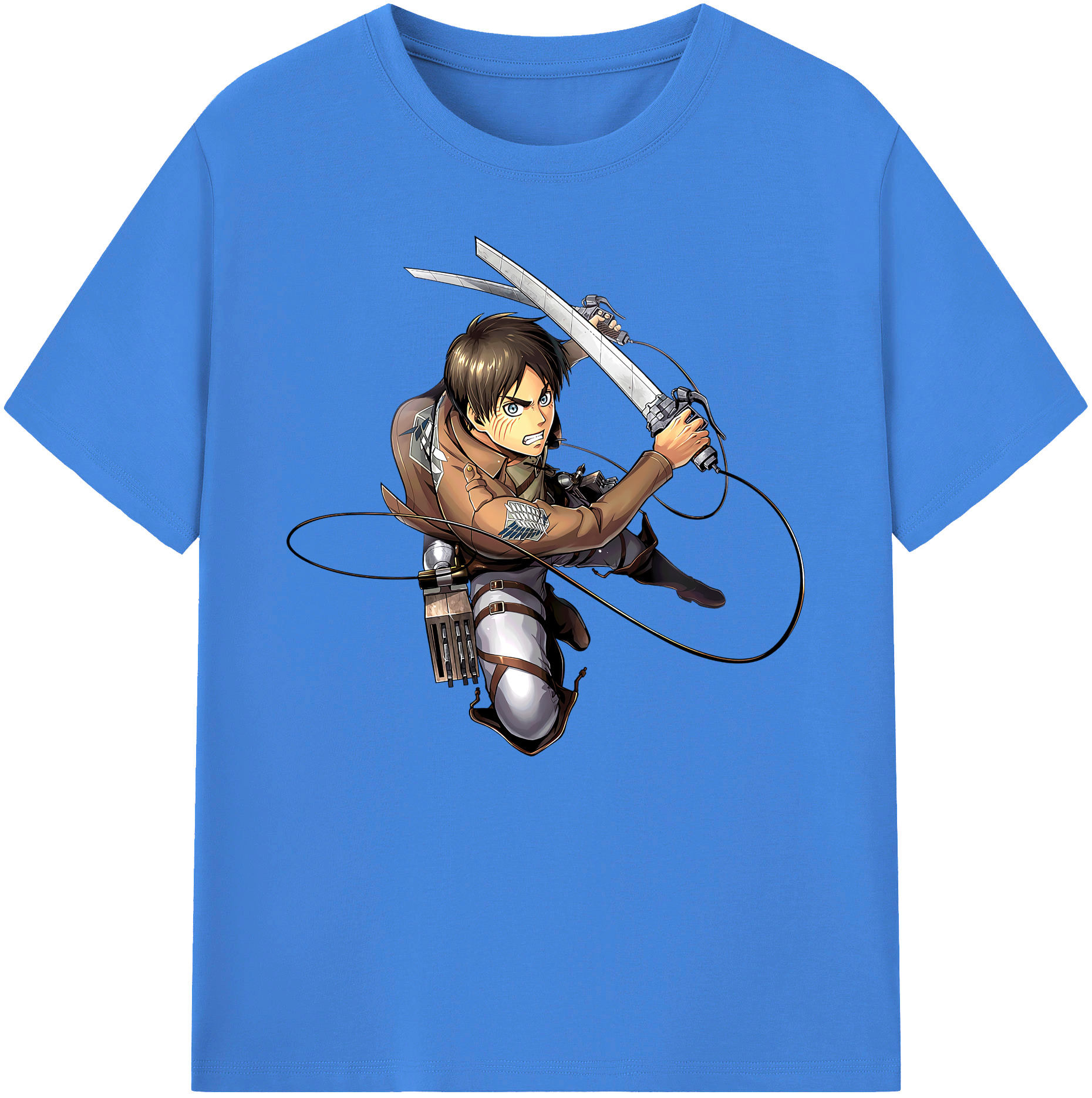 （画像用） 進撃の巨人 エレン･イェーガー Attack on Titan Eren Jäger 綿100％ メンズ半袖Tシャツ｜肌触りやわらか＆通気性