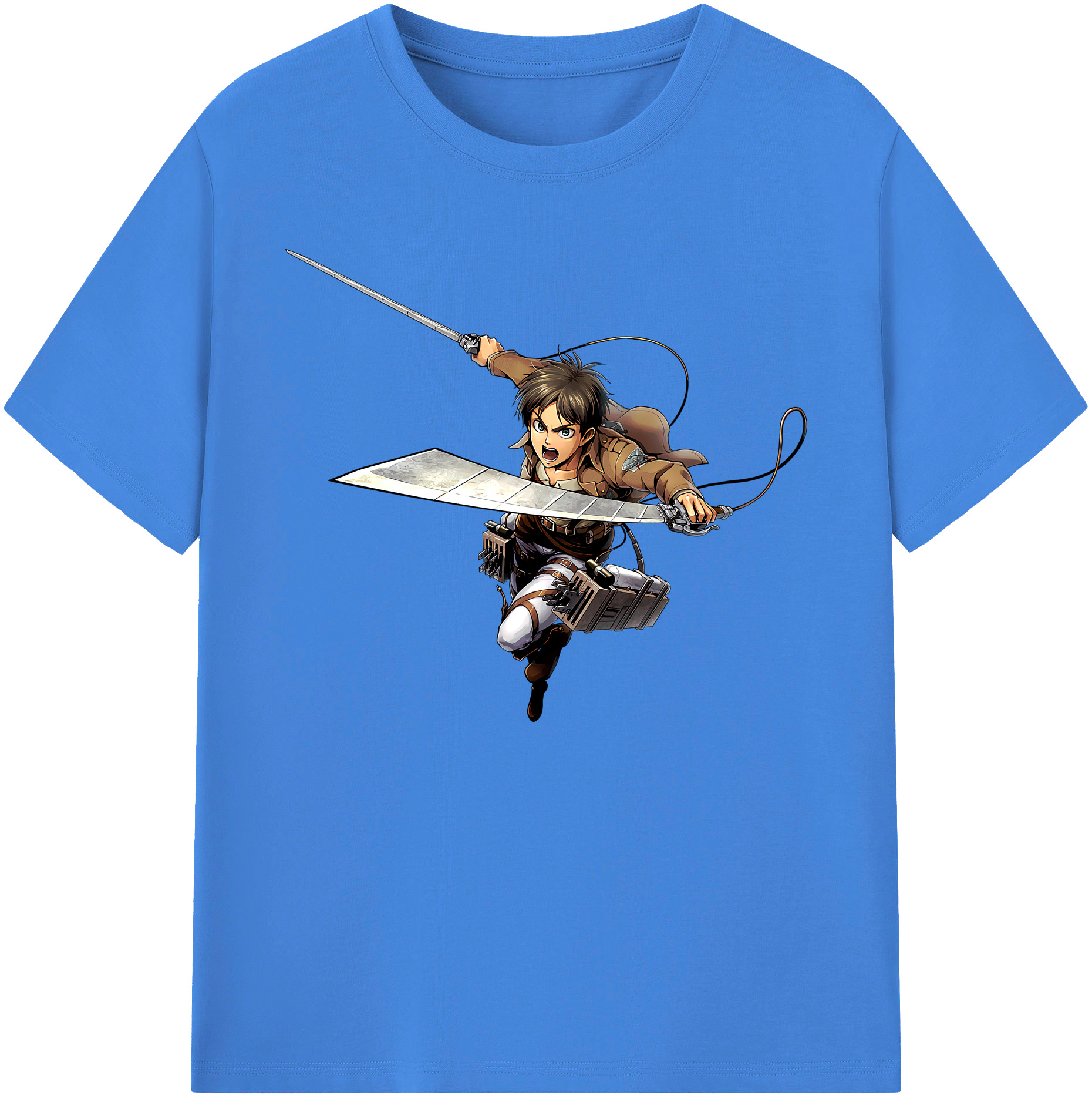（画像用） 進撃の巨人 エレン･イェーガー Attack on Titan Eren Jäger 綿100％ メンズ半袖Tシャツ｜肌触りやわらか＆通気性