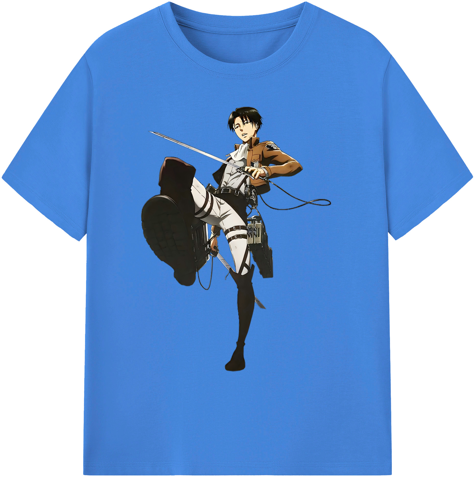（画像用） 進撃の巨人 リヴァイ·アッカーマン Attack on Titan Levi Ackerman 綿100％ メンズ半袖Tシャツ｜肌触りやわらか＆通気性