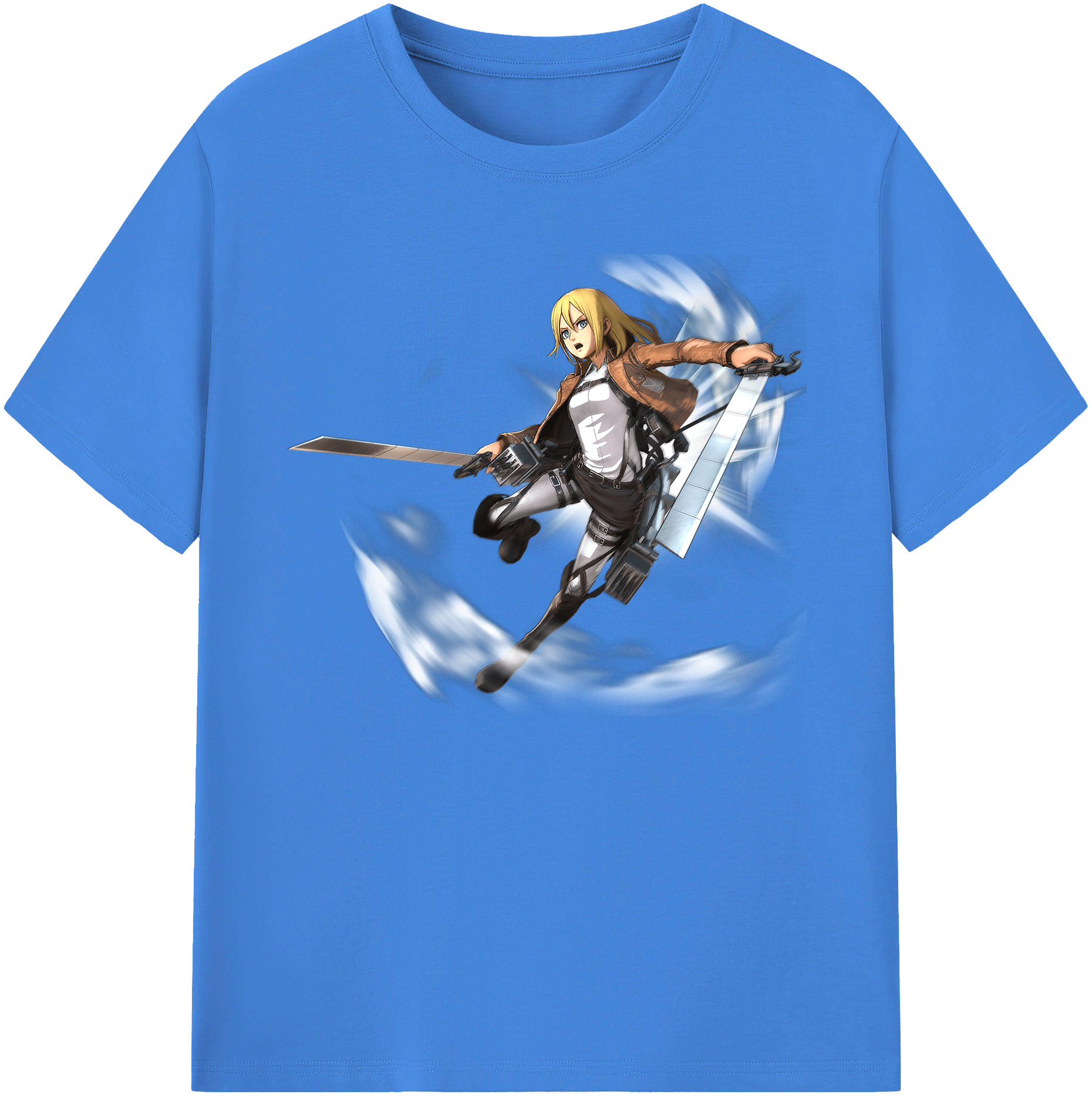 （画像用） 進撃の巨人 クリスタ·レンズ Attack on Titan Christa Lenz 綿100％ メンズ半袖Tシャツ｜肌触りやわらか＆通気性
