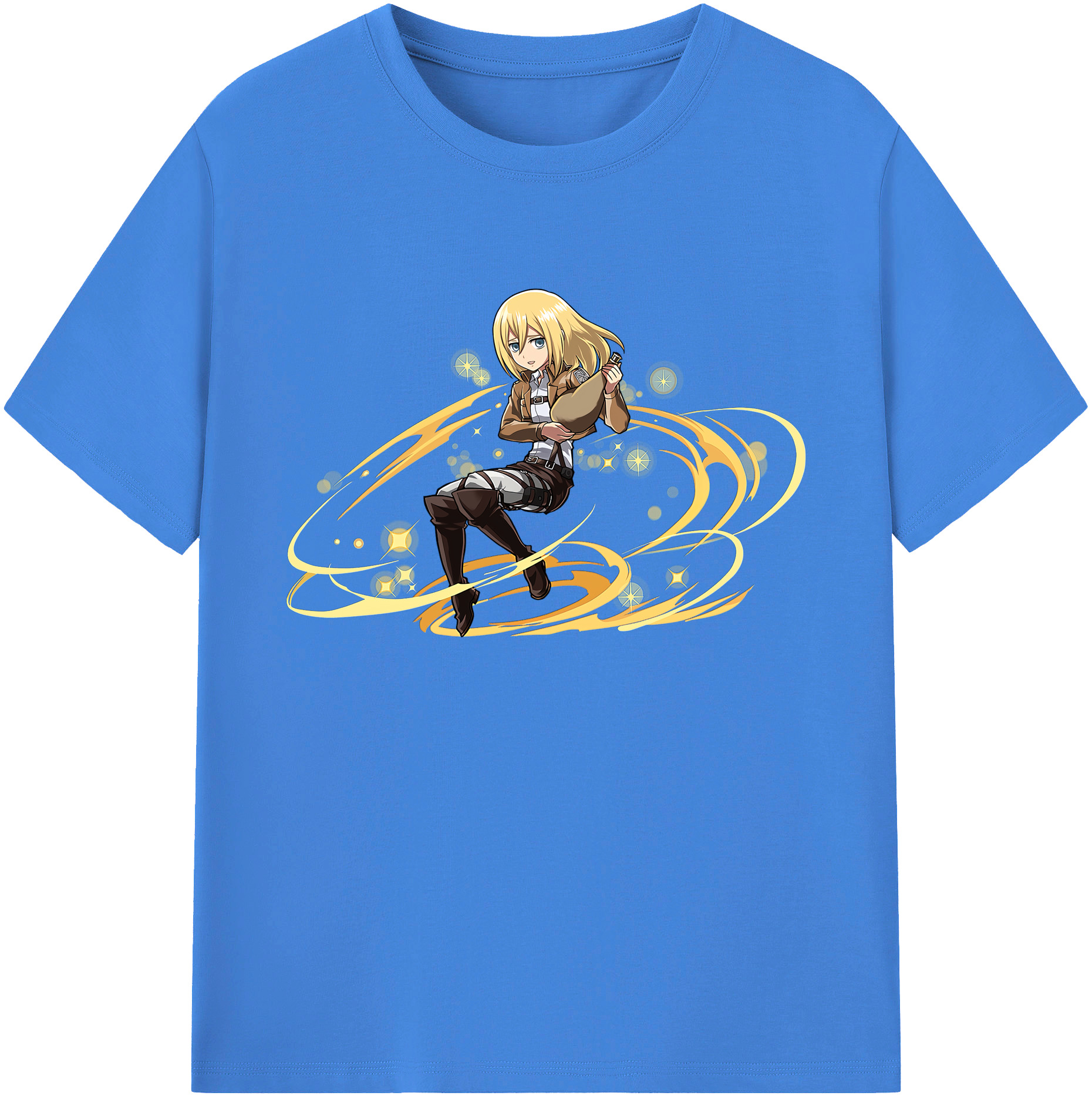 （画像用） 進撃の巨人 クリスタ·レンズ Attack on Titan Christa Lenz 綿100％ メンズ半袖Tシャツ｜肌触りやわらか＆通気性
