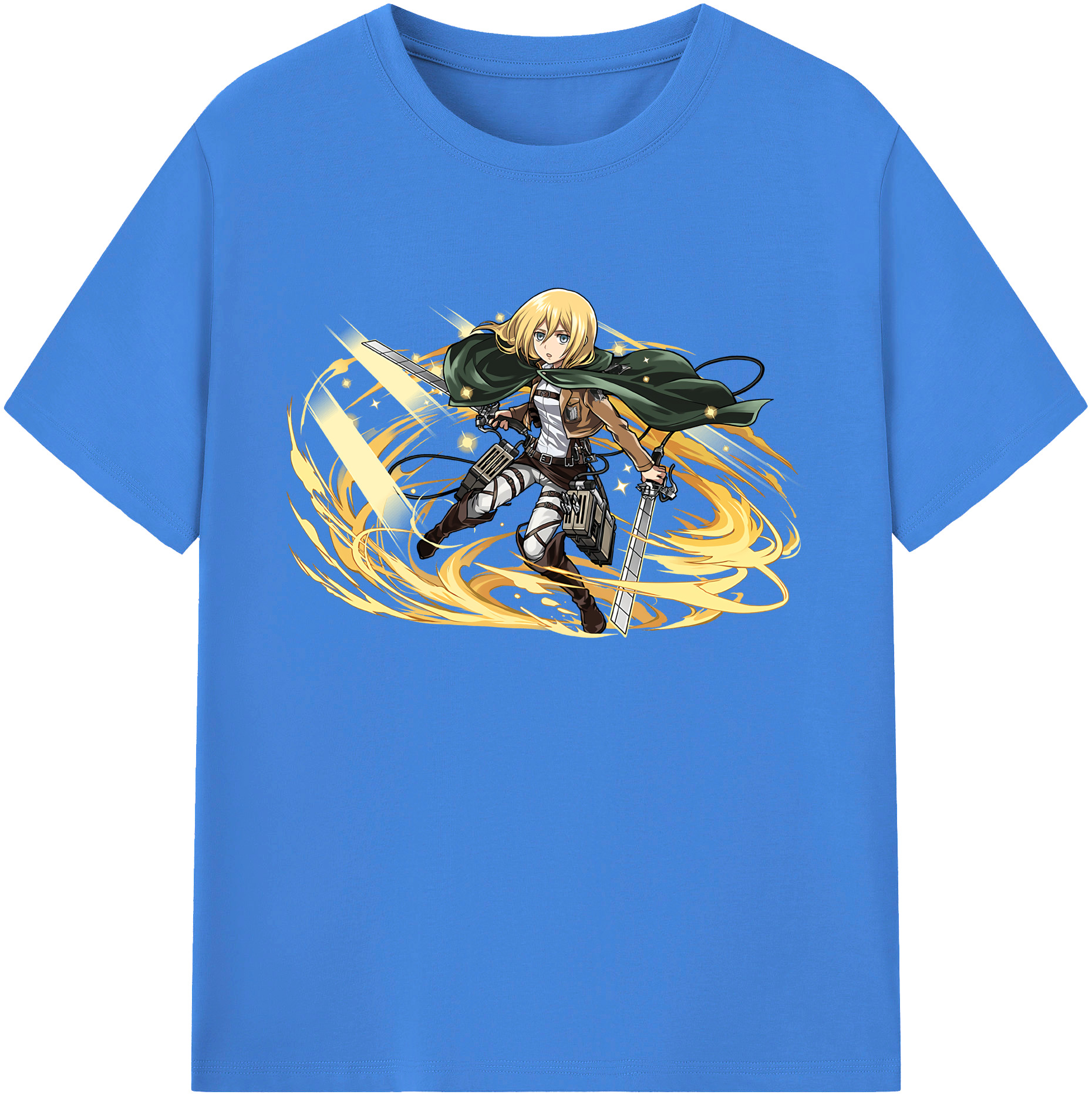 （画像用） 進撃の巨人 クリスタ·レンズ Attack on Titan Christa Lenz 綿100％ メンズ半袖Tシャツ｜肌触りやわらか＆通気性