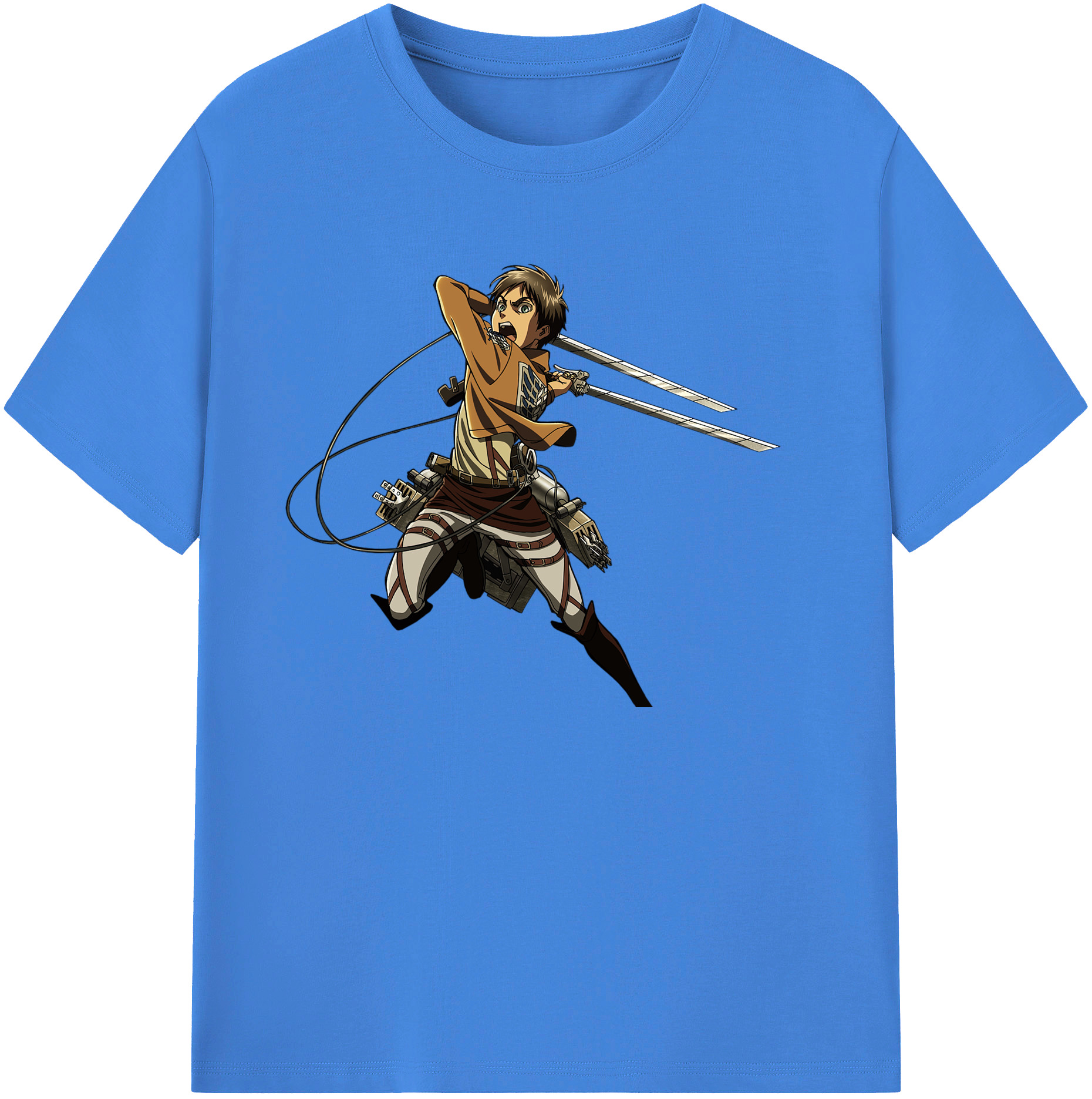 （画像用） 進撃の巨人 エレン･イェーガー Attack on Titan Eren Jäger 綿100％ メンズ半袖Tシャツ｜肌触りやわらか＆通気性