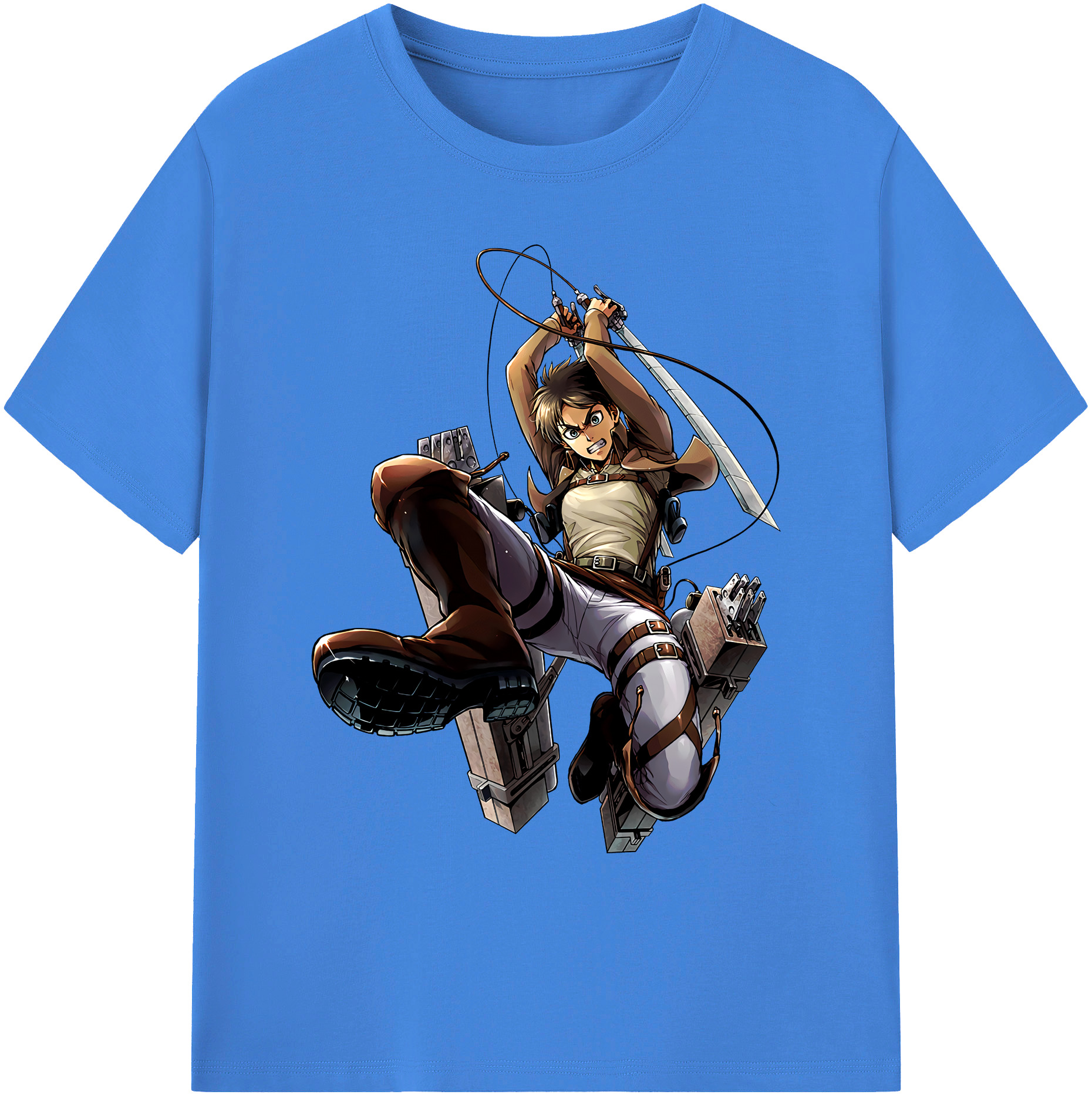 （画像用） 進撃の巨人 エレン･イェーガー Attack on Titan Eren Jäger 綿100％ メンズ半袖Tシャツ｜肌触りやわらか＆通気性