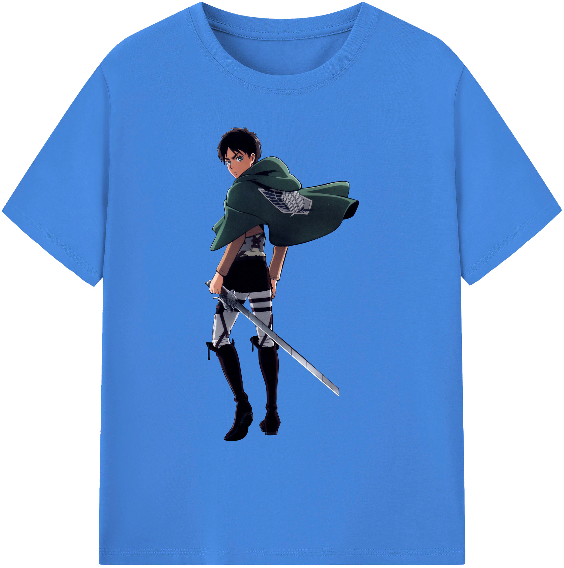 （画像用） 進撃の巨人 エレン･イェーガー Attack on Titan Eren Jäger 綿100％ メンズ半袖Tシャツ｜肌触りやわらか＆通気性