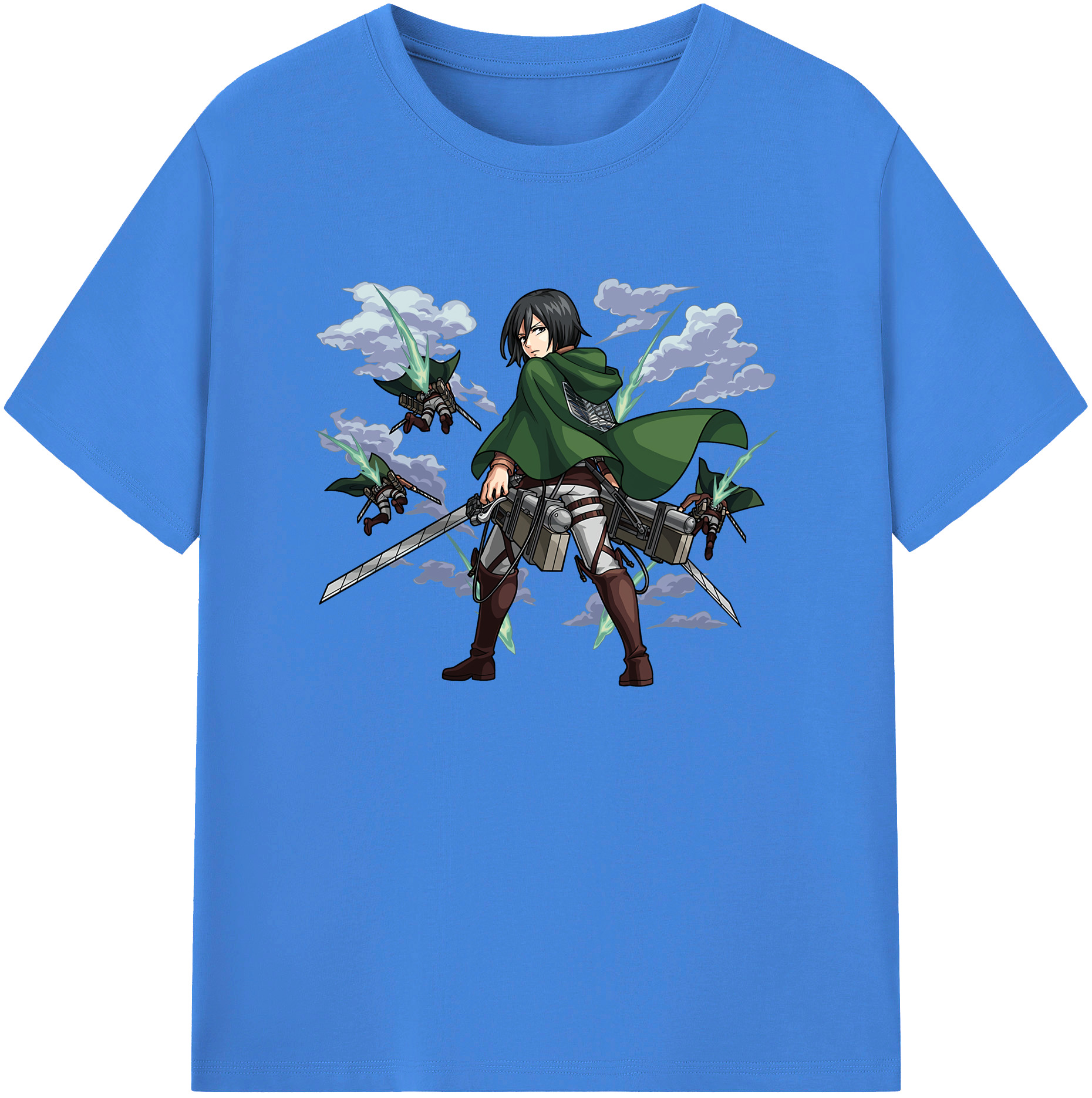 （画像用） 進撃の巨人 ミカサ·アッカーマン Attack on Titan Mikasa Ackerman 綿100％ メンズ半袖Tシャツ｜肌触りやわらか＆通気性