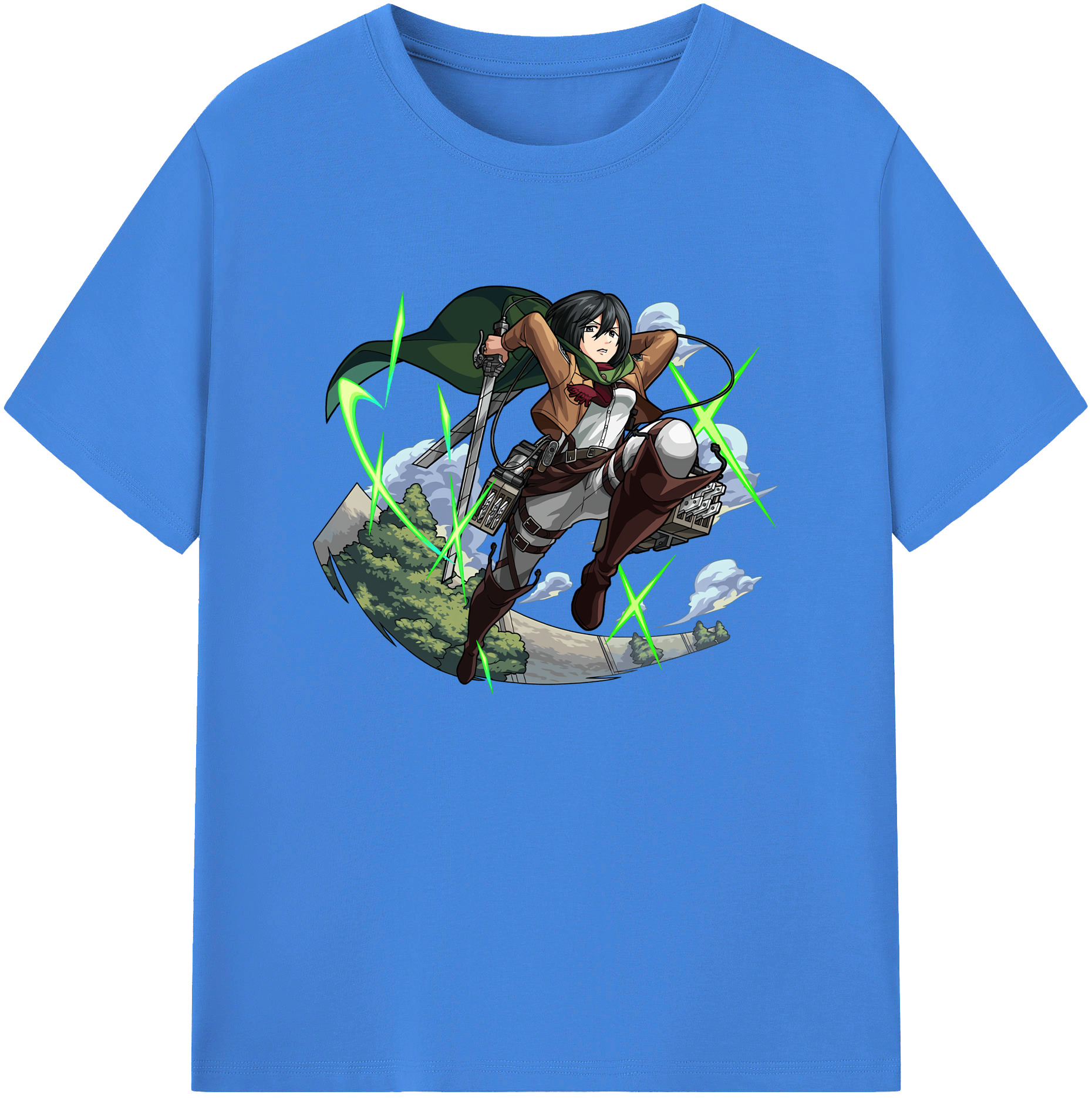 （画像用） 進撃の巨人 ミカサ·アッカーマン Attack on Titan Mikasa Ackerman 綿100％ メンズ半袖Tシャツ｜肌触りやわらか＆通気性
