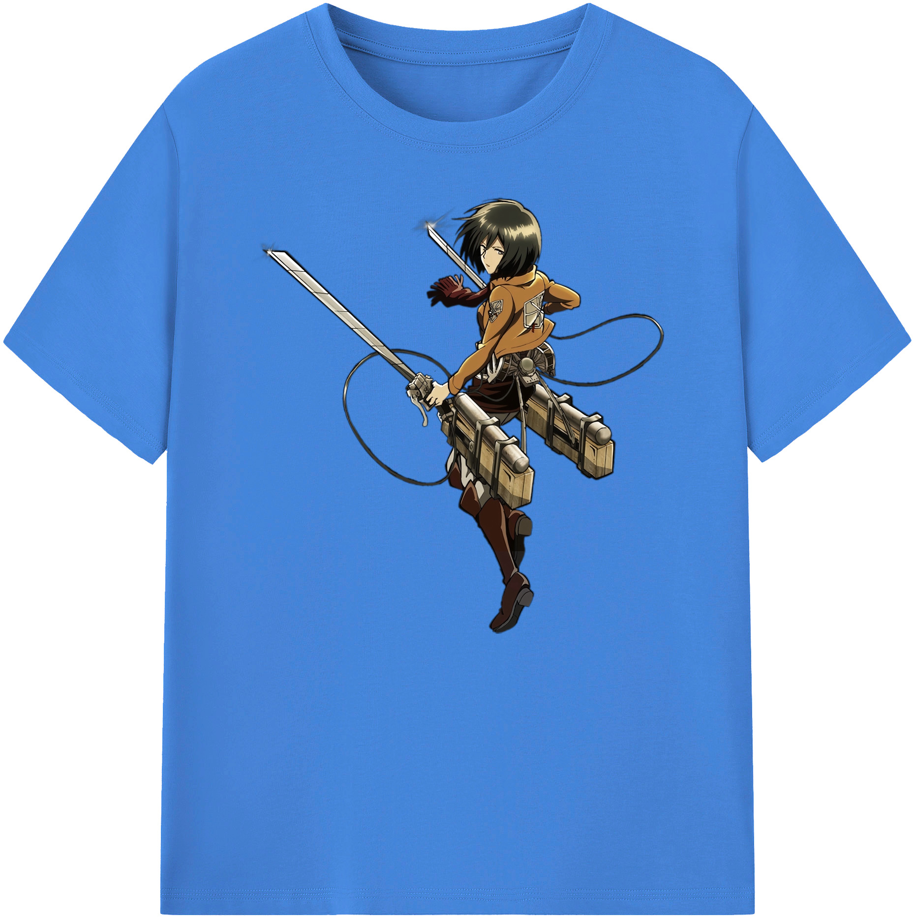 （画像用） 進撃の巨人 ミカサ·アッカーマン Attack on Titan Mikasa Ackerman 綿100％ メンズ半袖Tシャツ｜肌触りやわらか＆通気性
