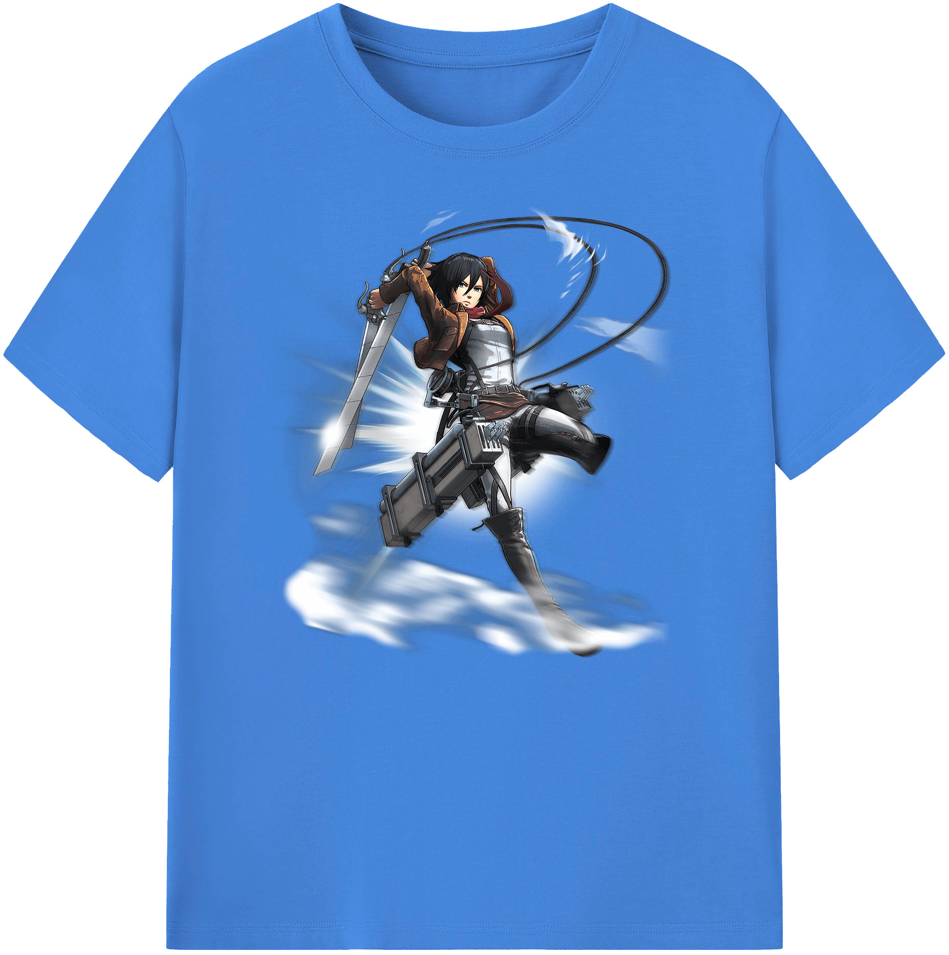 （画像用） 進撃の巨人 ミカサ·アッカーマン Attack on Titan Mikasa Ackerman 綿100％ メンズ半袖Tシャツ｜肌触りやわらか＆通気性