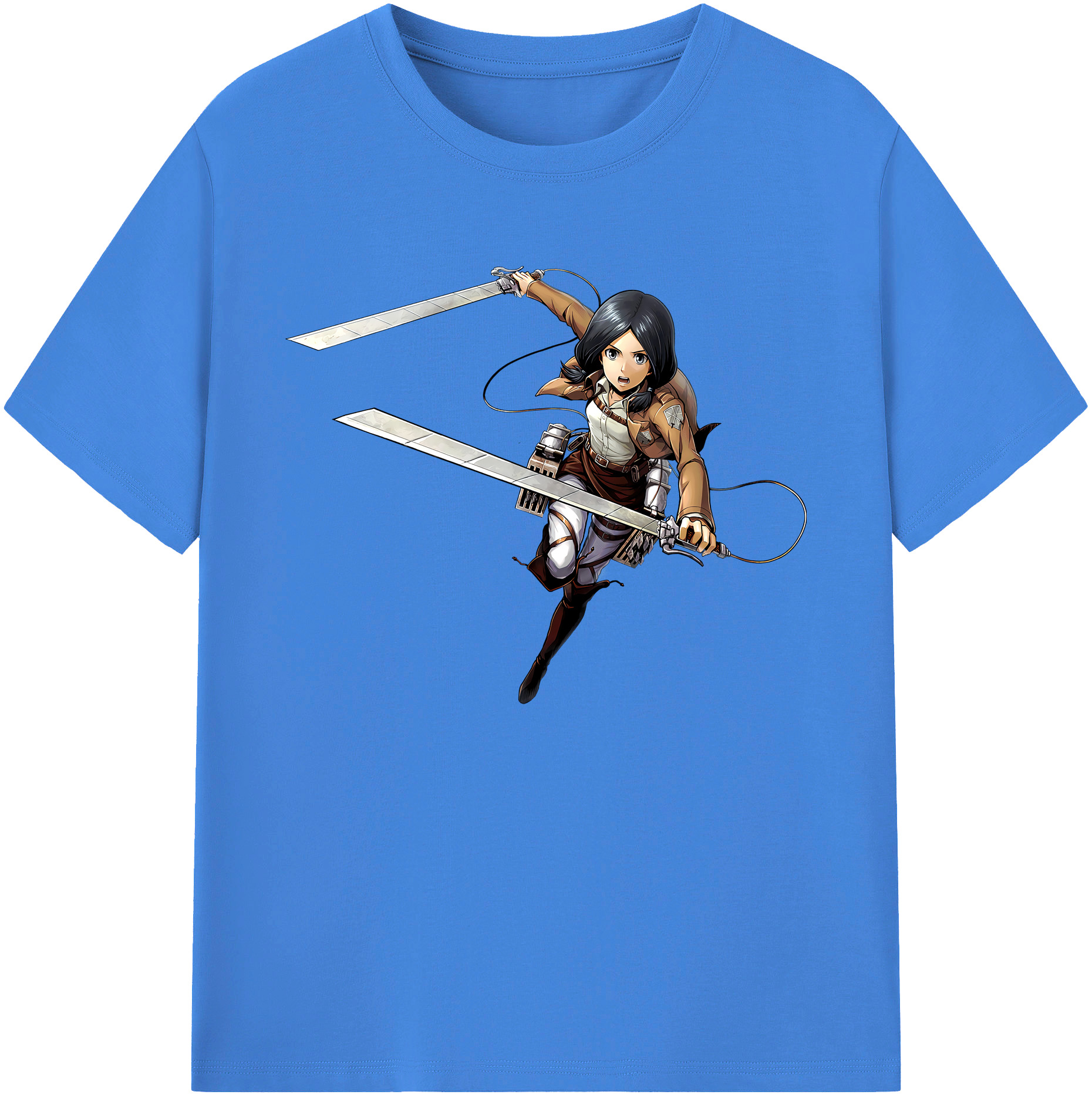 （画像用） 進撃の巨人 ミカサ·アッカーマン Attack on Titan Mikasa Ackerman 綿100％ メンズ半袖Tシャツ｜肌触りやわらか＆通気性