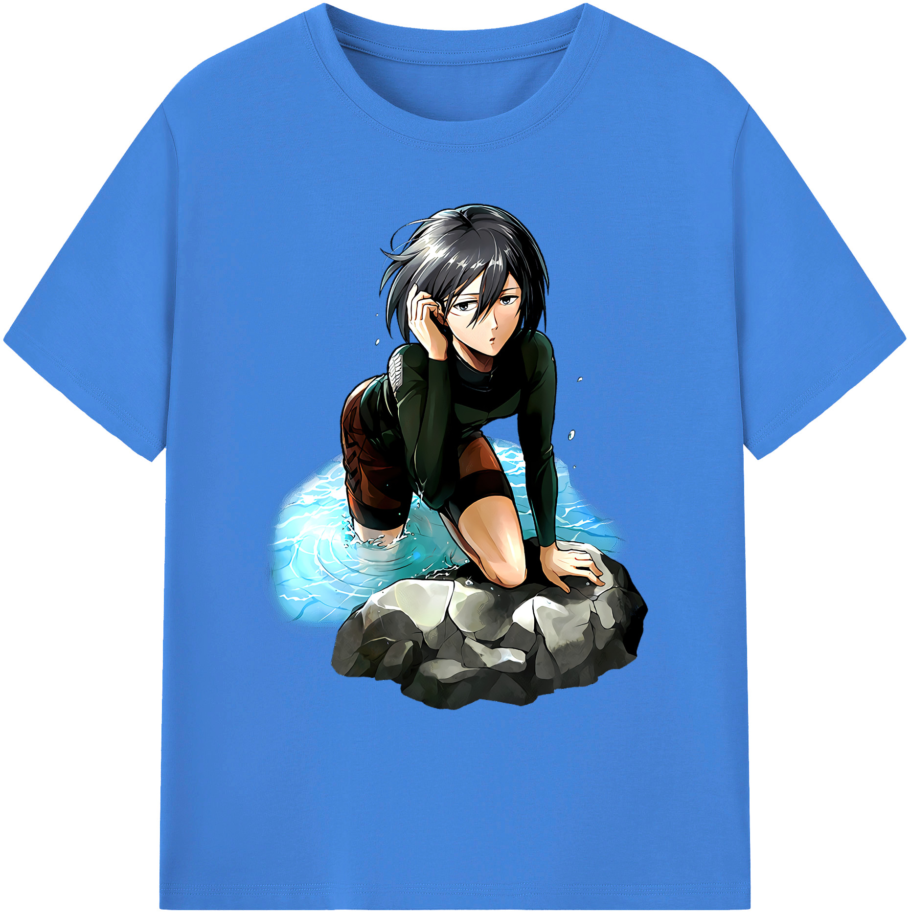 （画像用） 進撃の巨人 ミカサ·アッカーマン Attack on Titan Mikasa Ackerman 綿100％ メンズ半袖Tシャツ｜肌触りやわらか＆通気性
