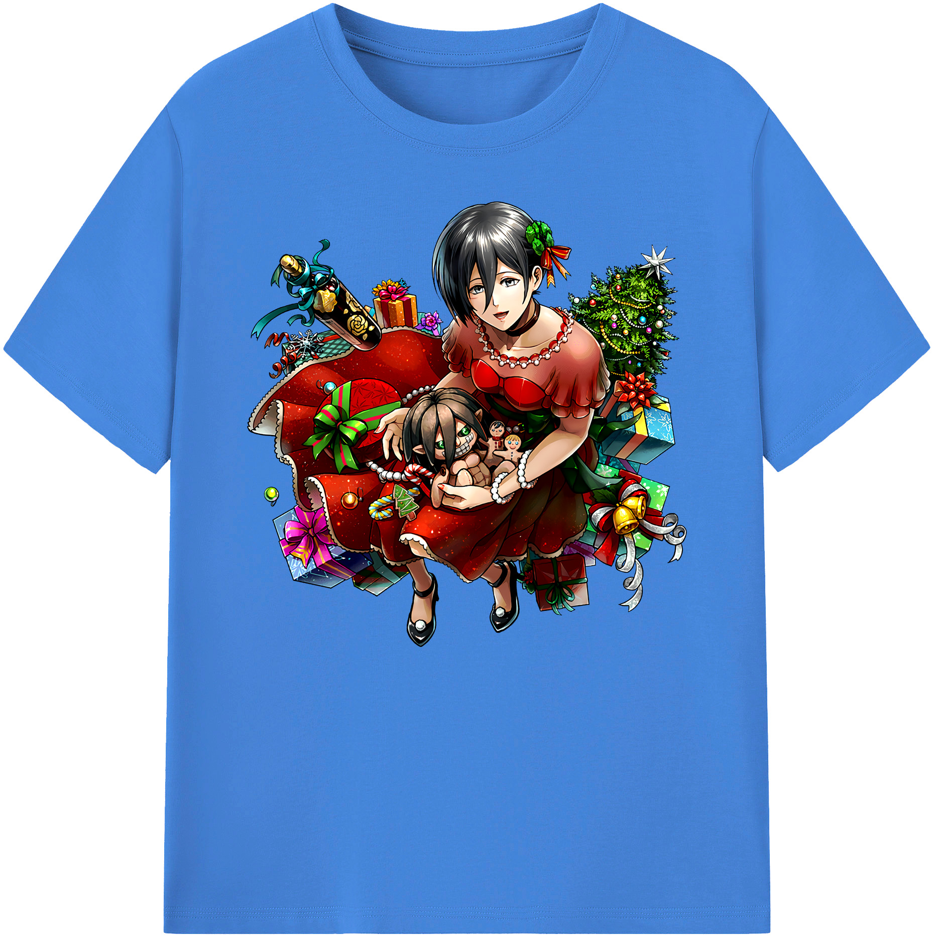 （画像用） 進撃の巨人 ミカサ·アッカーマン Attack on Titan Mikasa Ackerman 綿100％ メンズ半袖Tシャツ｜肌触りやわらか＆通気性