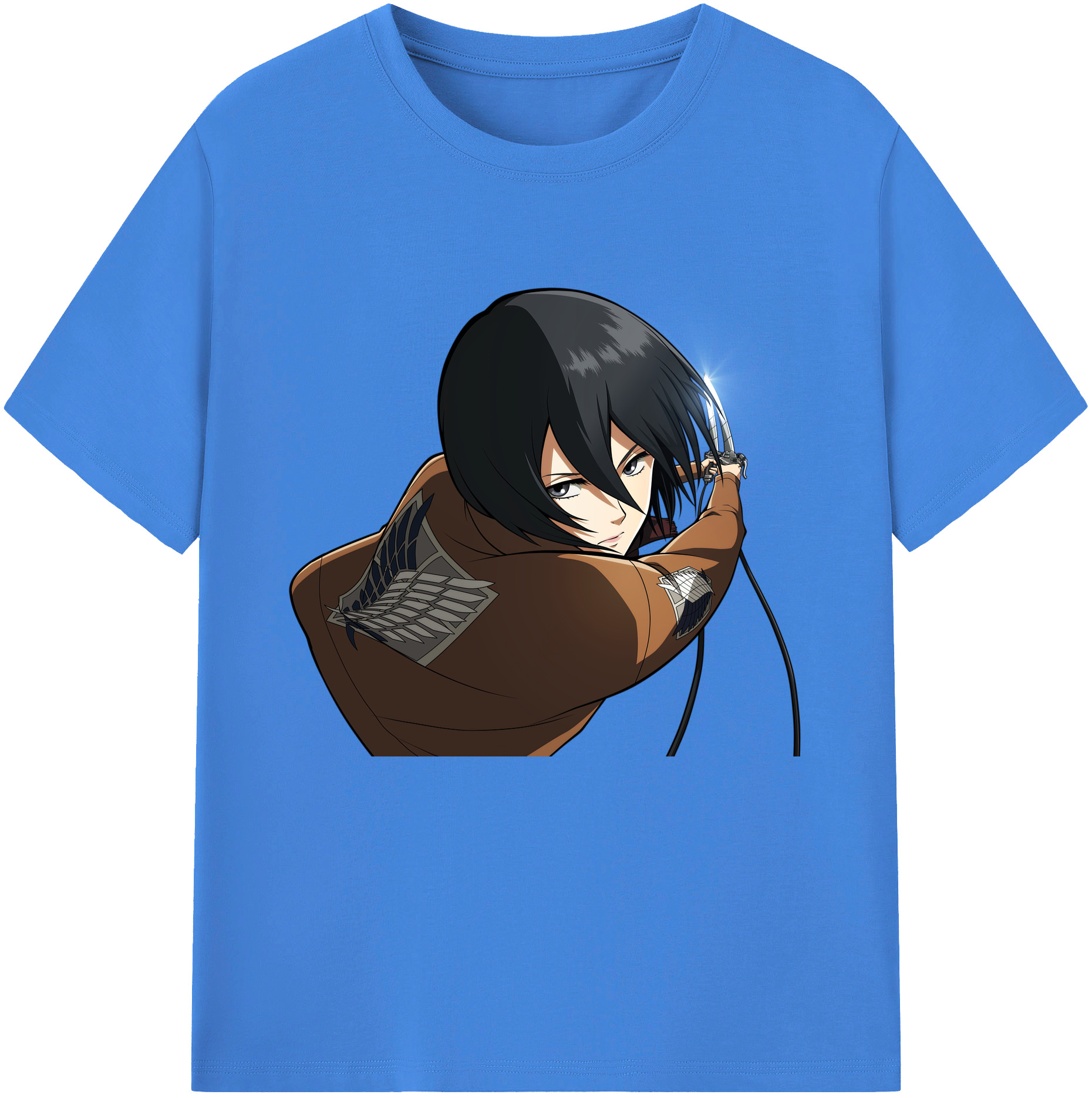（画像用） 進撃の巨人 ミカサ·アッカーマン Attack on Titan Mikasa Ackerman 綿100％ メンズ半袖Tシャツ｜肌触りやわらか＆通気性