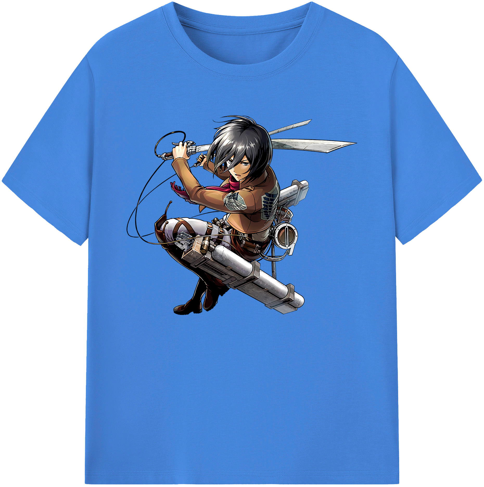 （画像用） 進撃の巨人 ミカサ·アッカーマン Attack on Titan Mikasa Ackerman 綿100％ メンズ半袖Tシャツ｜肌触りやわらか＆通気性