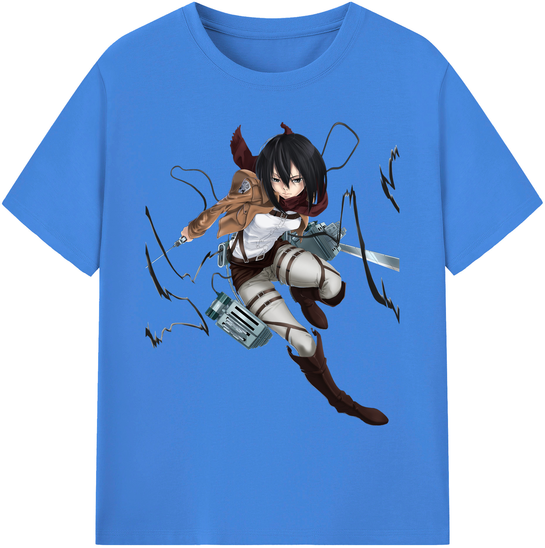 （画像用） 進撃の巨人 ミカサ·アッカーマン Attack on Titan Mikasa Ackerman 綿100％ メンズ半袖Tシャツ｜肌触りやわらか＆通気性