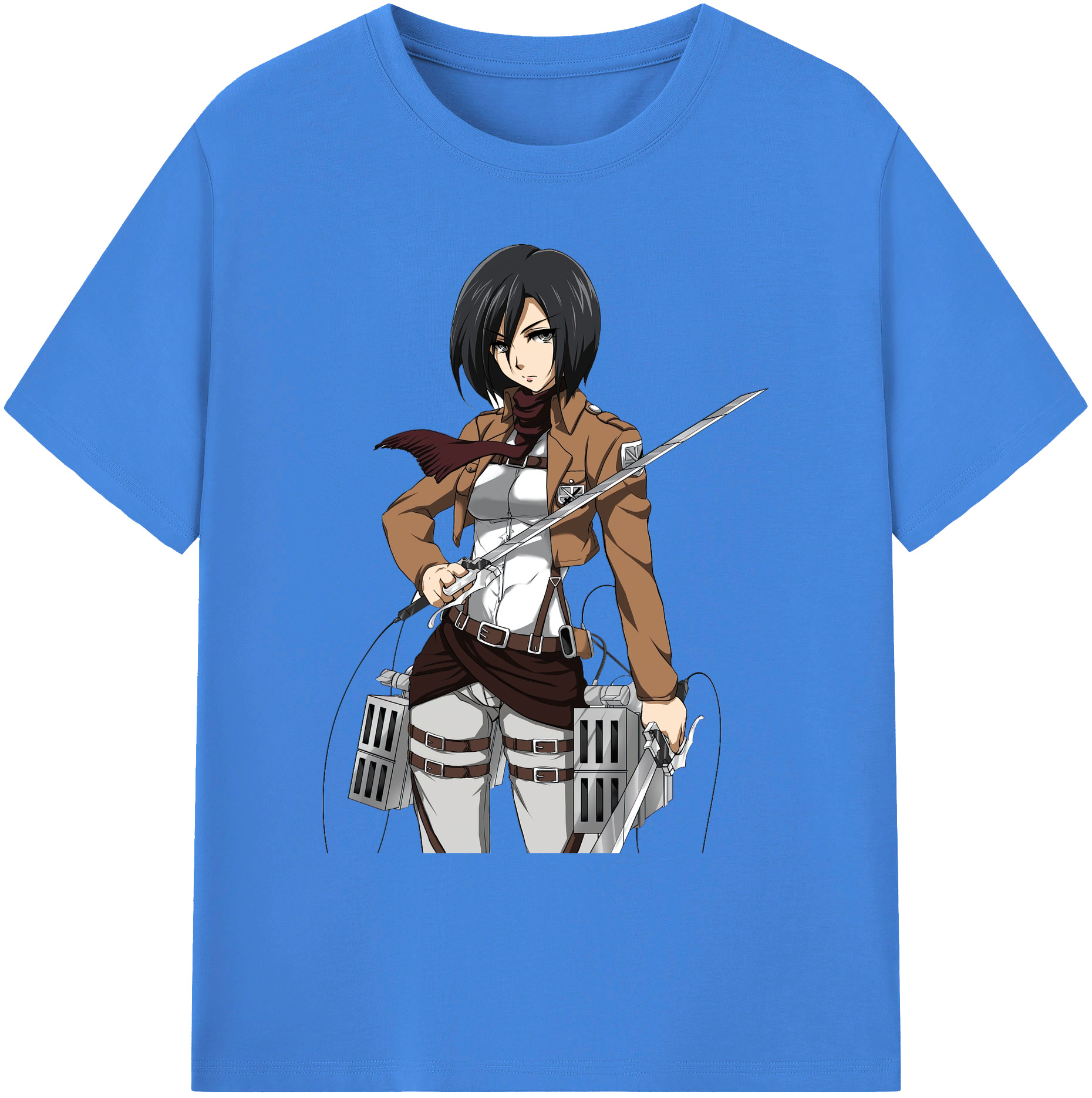 （画像用） 進撃の巨人 ミカサ·アッカーマン Attack on Titan Mikasa Ackerman 綿100％ メンズ半袖Tシャツ｜肌触りやわらか＆通気性