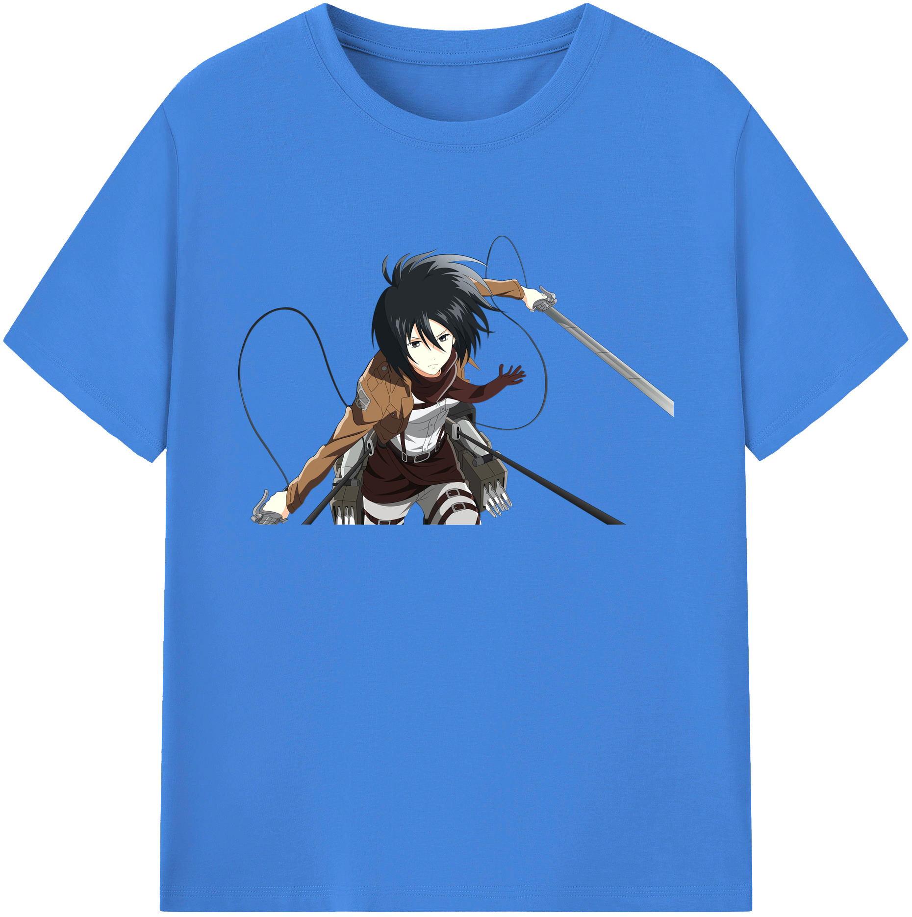 （画像用） 進撃の巨人 ミカサ·アッカーマン Attack on Titan Mikasa Ackerman 綿100％ メンズ半袖Tシャツ｜肌触りやわらか＆通気性