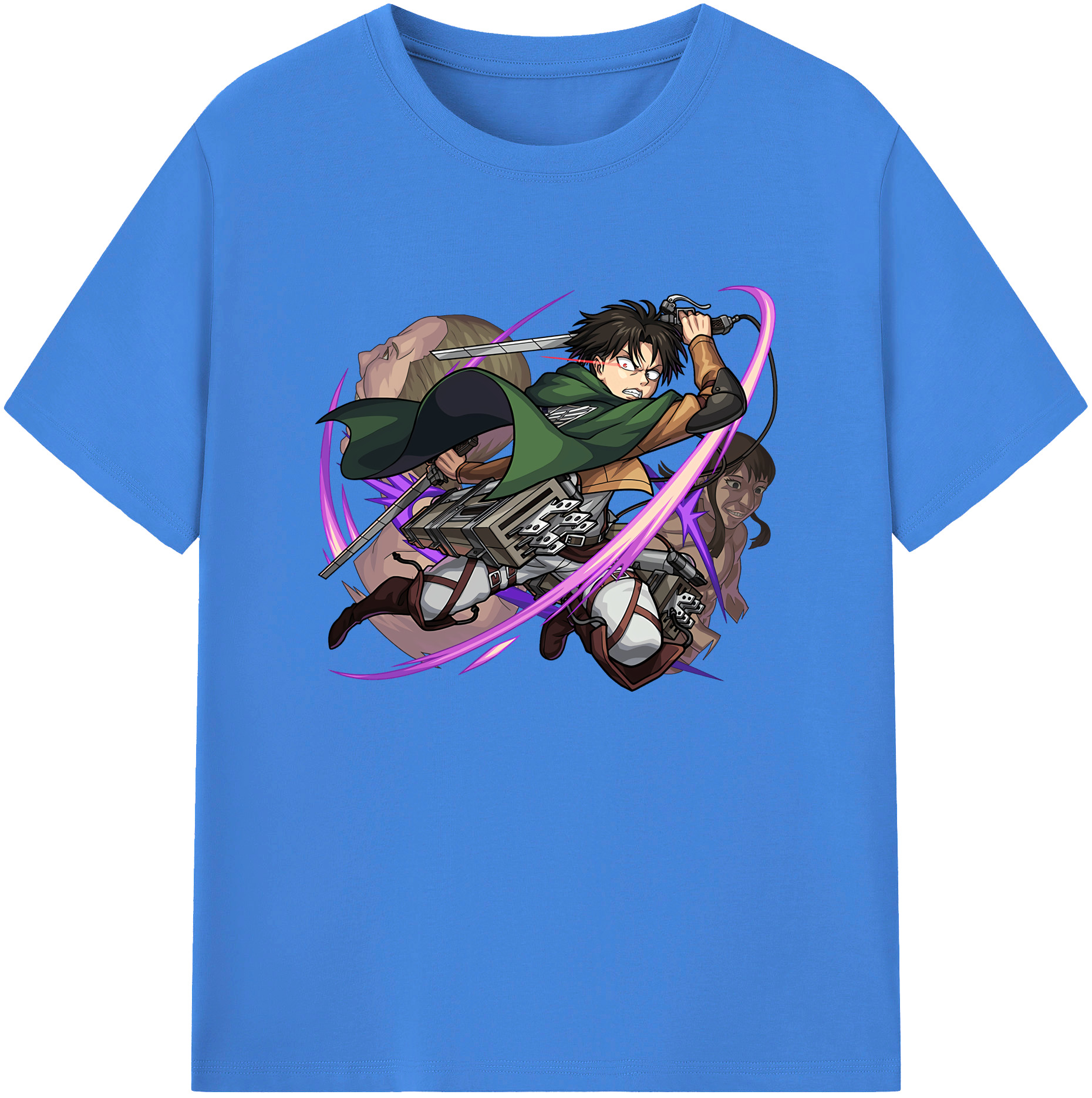 （画像用） 進撃の巨人 リヴァイ·アッカーマン Attack on Titan Levi Ackerman 綿100％ メンズ半袖Tシャツ｜肌触りやわらか＆通気性
