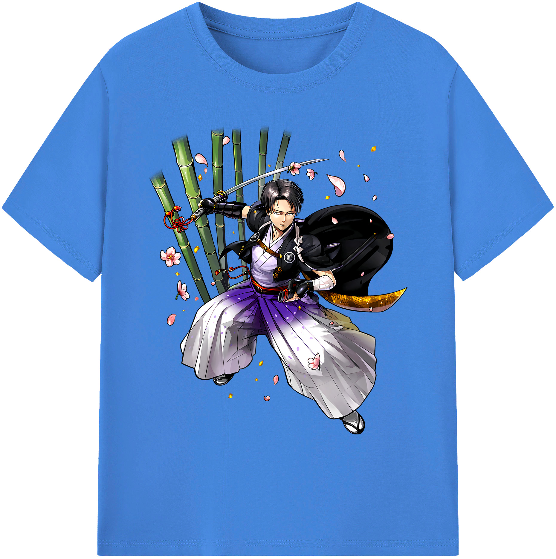 （画像用） 進撃の巨人 リヴァイ·アッカーマン Attack on Titan Levi Ackerman 綿100％ メンズ半袖Tシャツ｜肌触りやわらか＆通気性