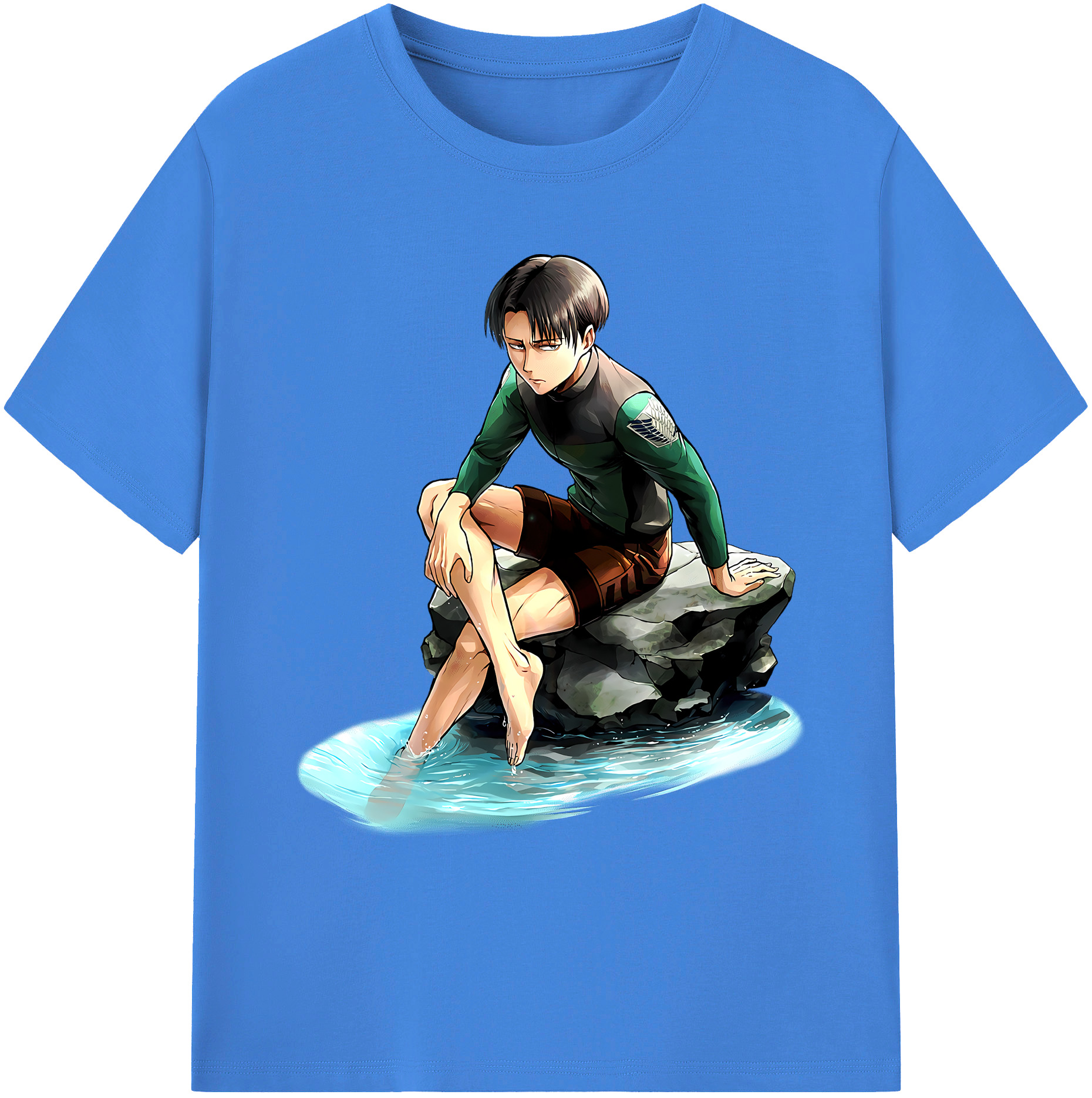 （画像用） 進撃の巨人 リヴァイ·アッカーマン Attack on Titan Levi Ackerman 綿100％ メンズ半袖Tシャツ｜肌触りやわらか＆通気性