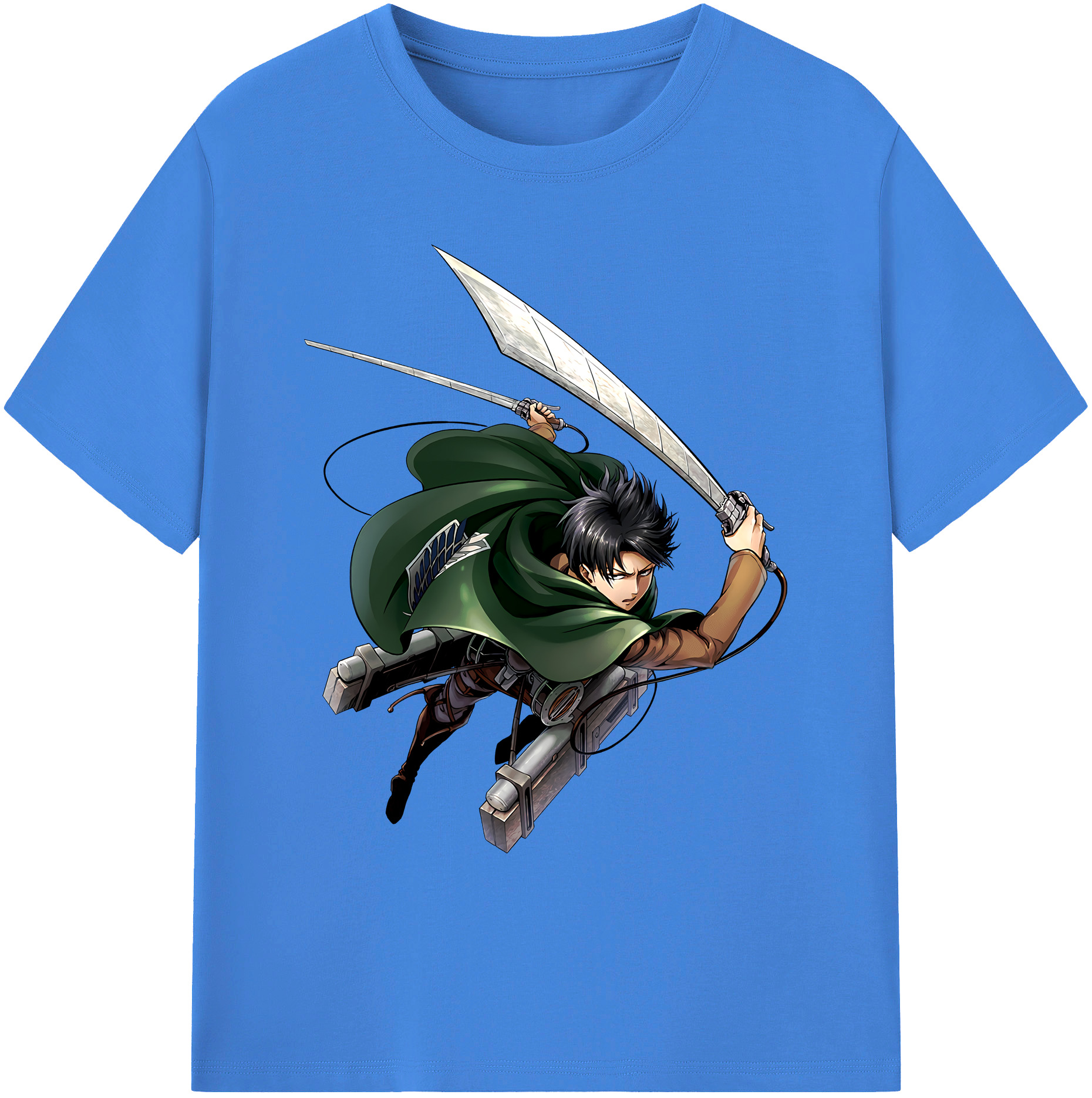 （画像用） 進撃の巨人 リヴァイ·アッカーマン Attack on Titan Levi Ackerman 綿100％ メンズ半袖Tシャツ｜肌触りやわらか＆通気性