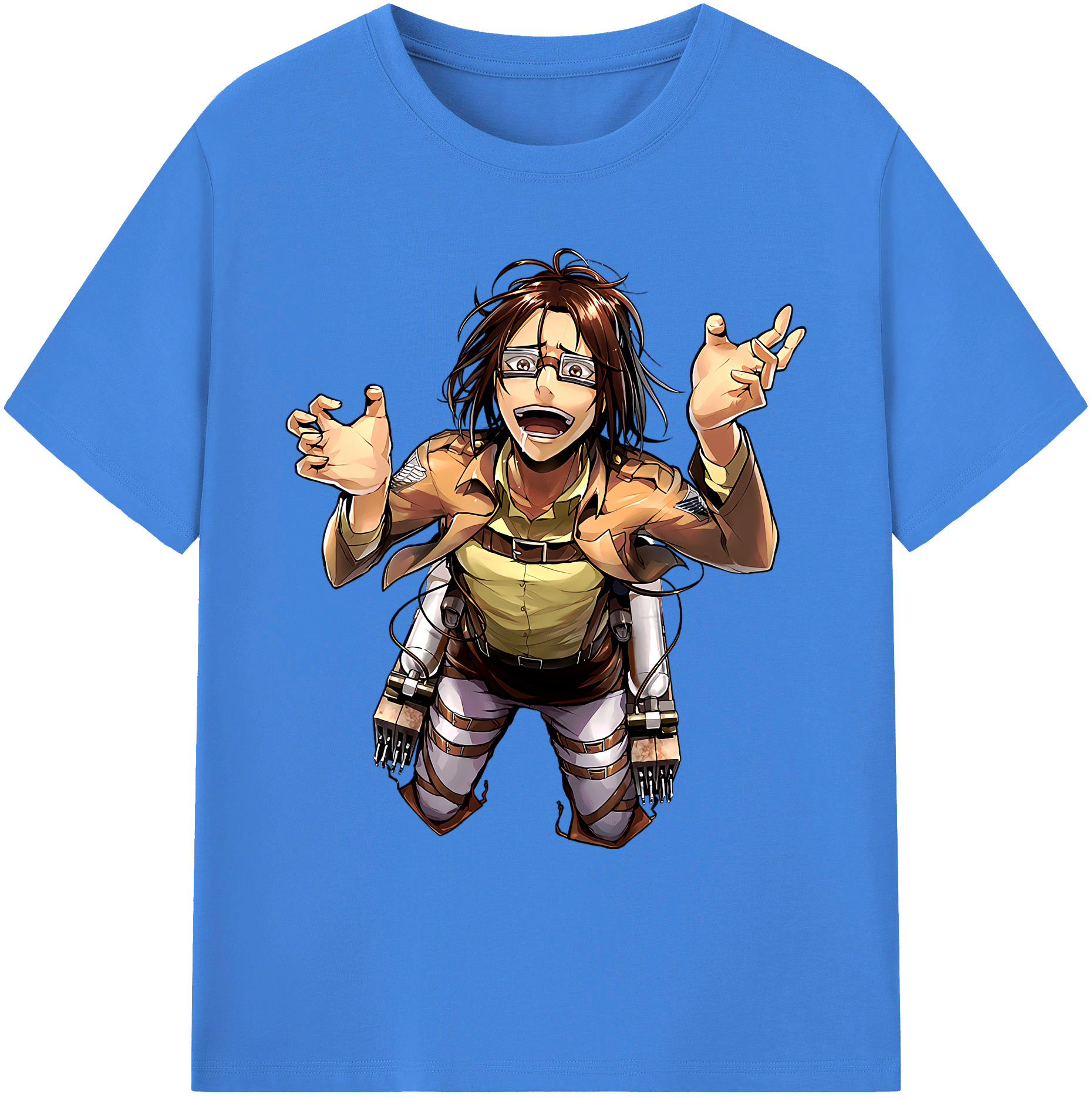 （画像用） 進撃の巨人 ハンジ·ゾエ Attack on Titan Hanji Zoe 綿100％ メンズ半袖Tシャツ｜肌触りやわらか＆通気性