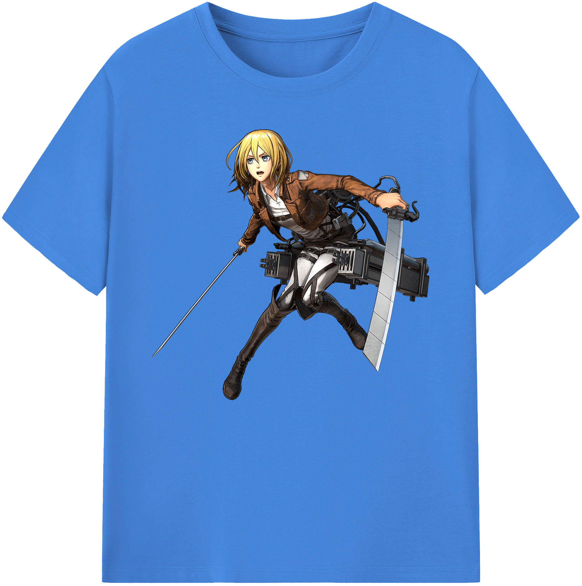 （画像用） 進撃の巨人 クリスタ·レンズ Attack on Titan Christa Lenz 綿100％ メンズ半袖Tシャツ｜肌触りやわらか＆通気性