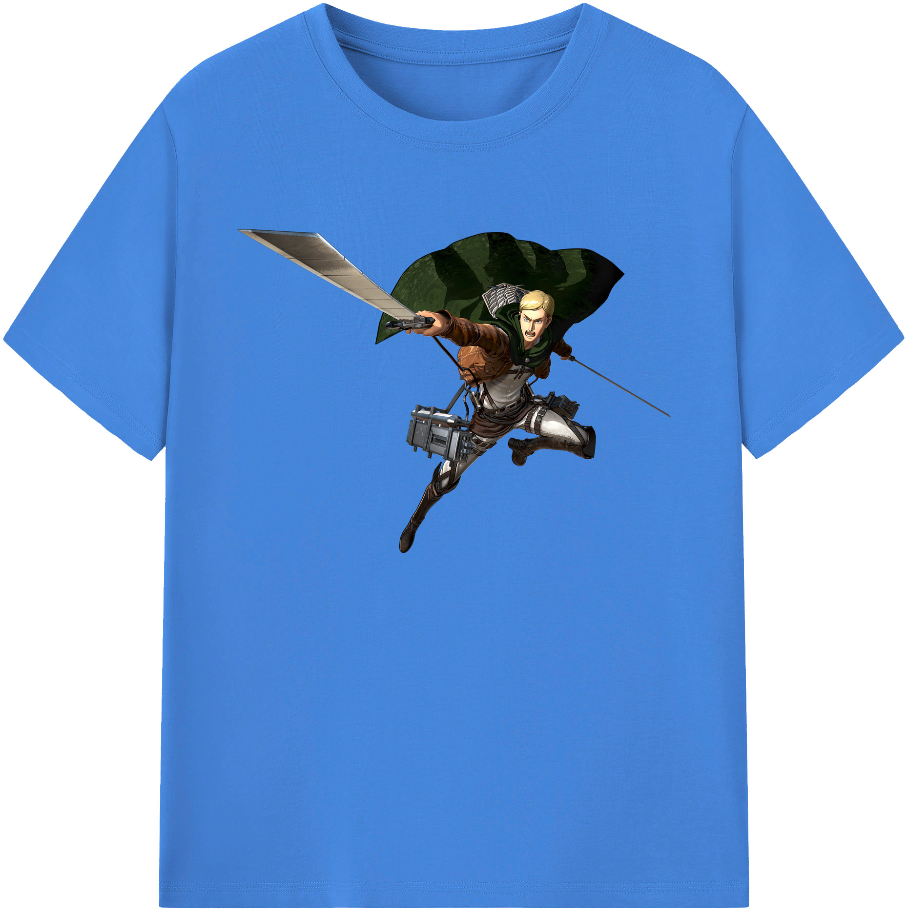 （画像用） 進撃の巨人 エルヴィン・スミス Attack on Titan Erwin Smith 綿100％ メンズ半袖Tシャツ｜肌触りやわらか＆通気性