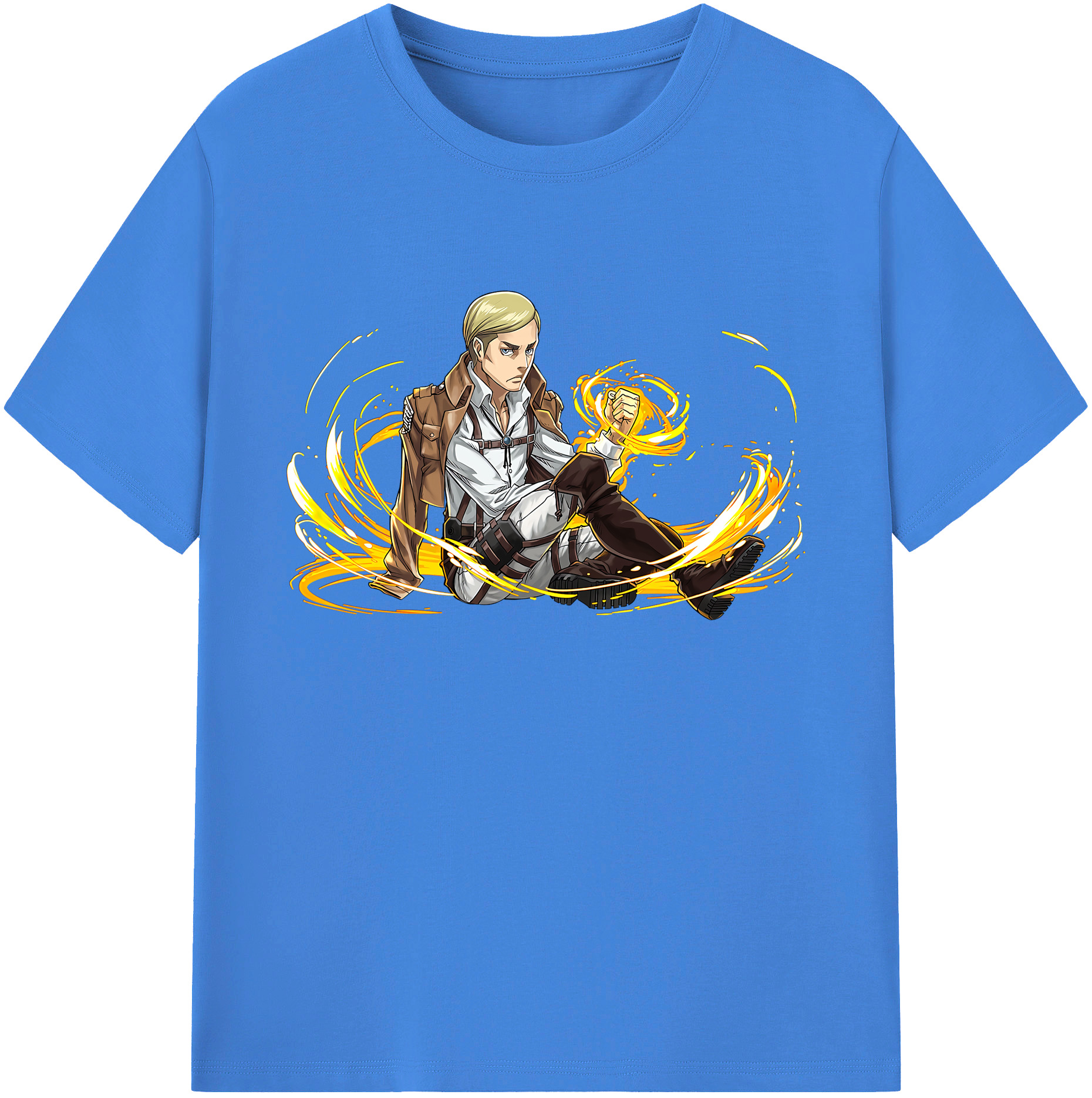 （画像用） 進撃の巨人 エルヴィン・スミス Attack on Titan Erwin Smith 綿100％ メンズ半袖Tシャツ｜肌触りやわらか＆通気性