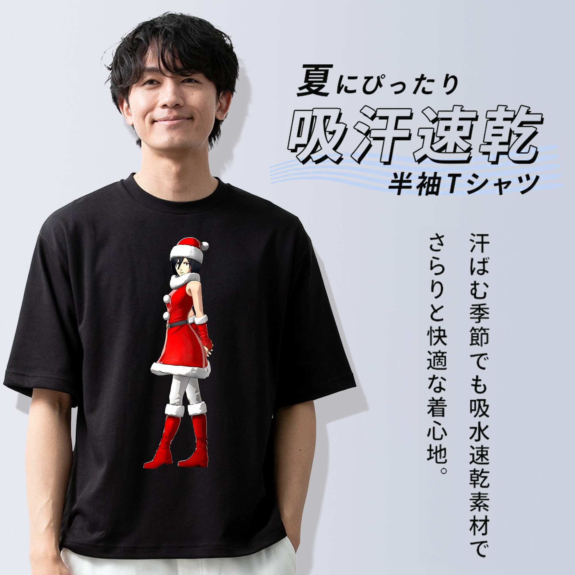 進撃の巨人 ミカサ·アッカーマン Attack on Titan Mikasa Ackerman 綿100％ メンズ半袖Tシャツ｜肌触りやわらか＆通気性
