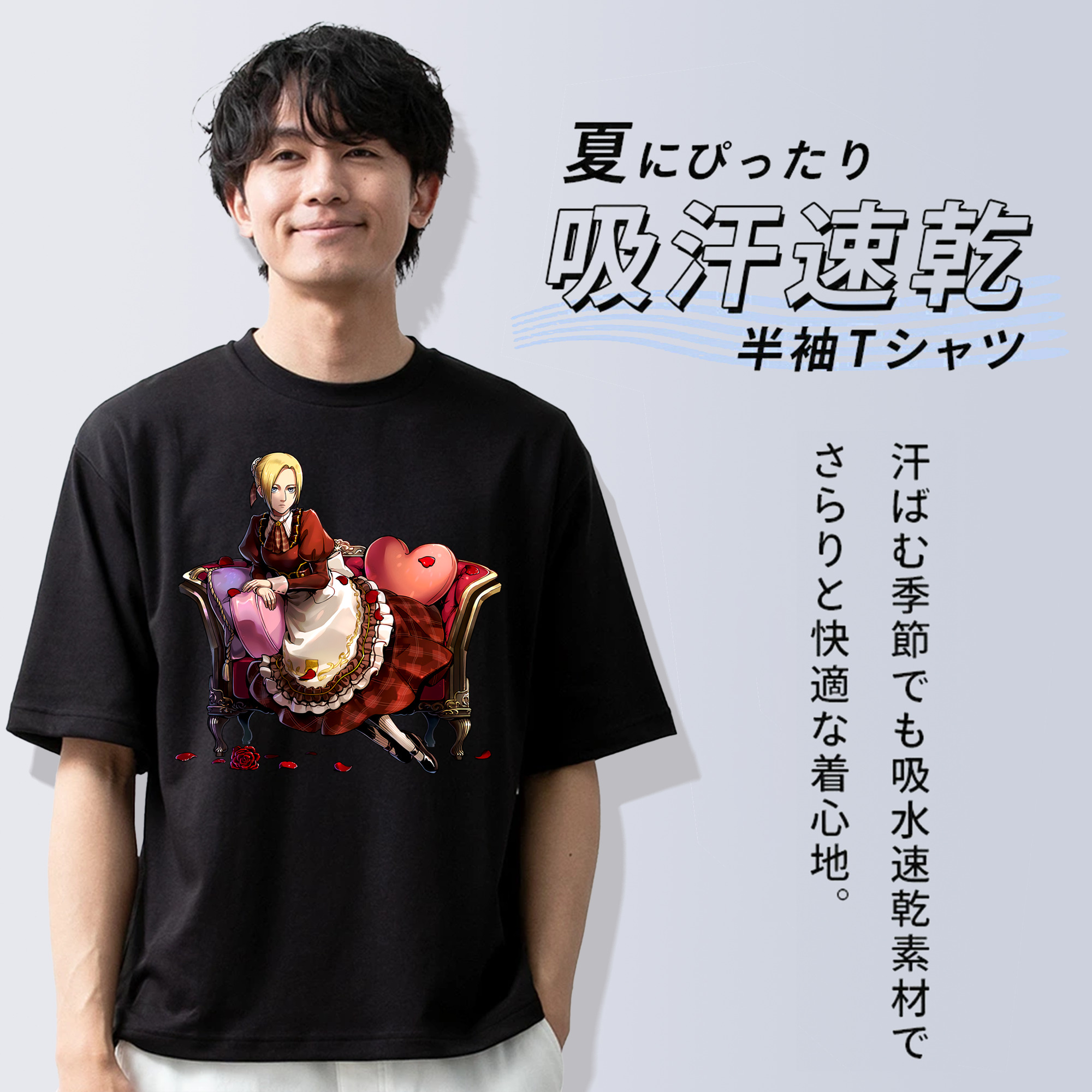 進撃の巨人 アニ・レオンハート Attack on Titan Annie Leonhart 綿100％ メンズ半袖Tシャツ｜肌触りやわらか＆通気性