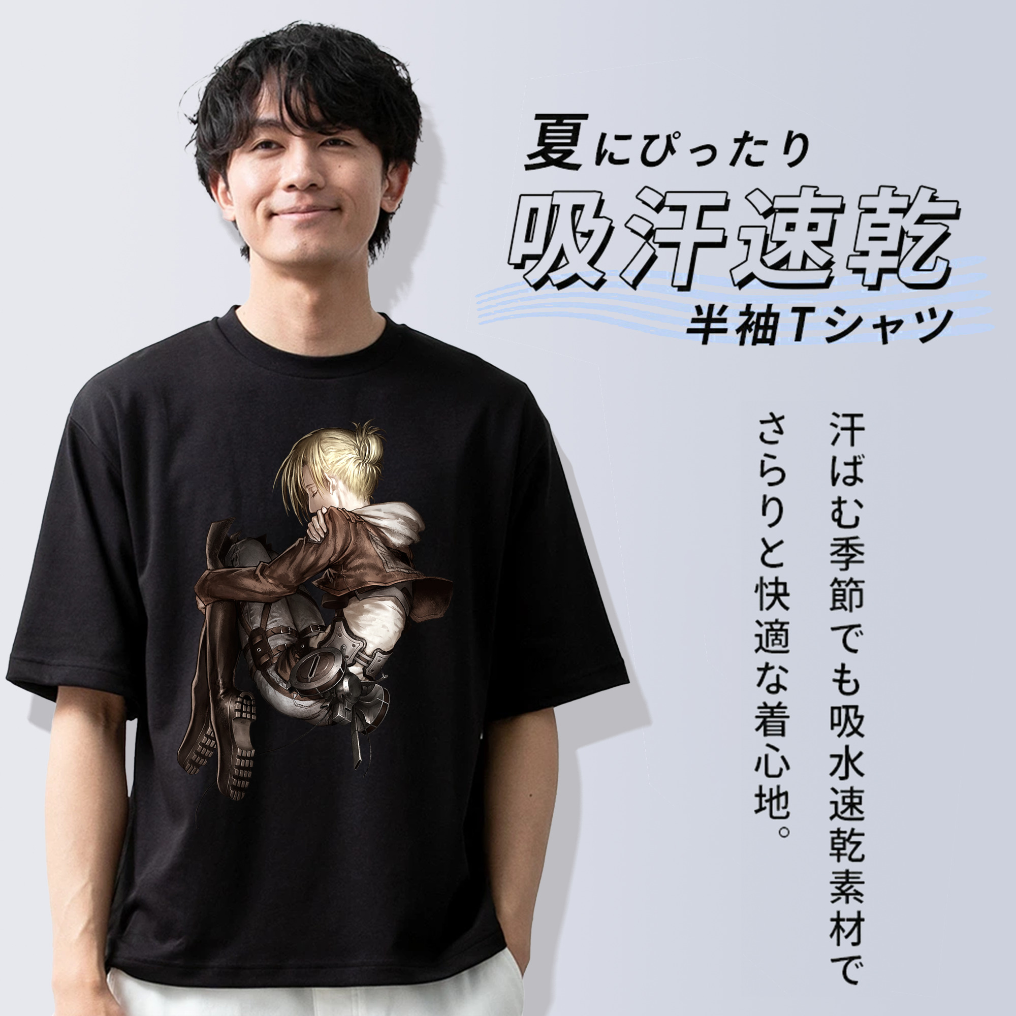進撃の巨人 アニ・レオンハート Attack on Titan Annie Leonhart 綿100％ メンズ半袖Tシャツ｜肌触りやわらか＆通気性
