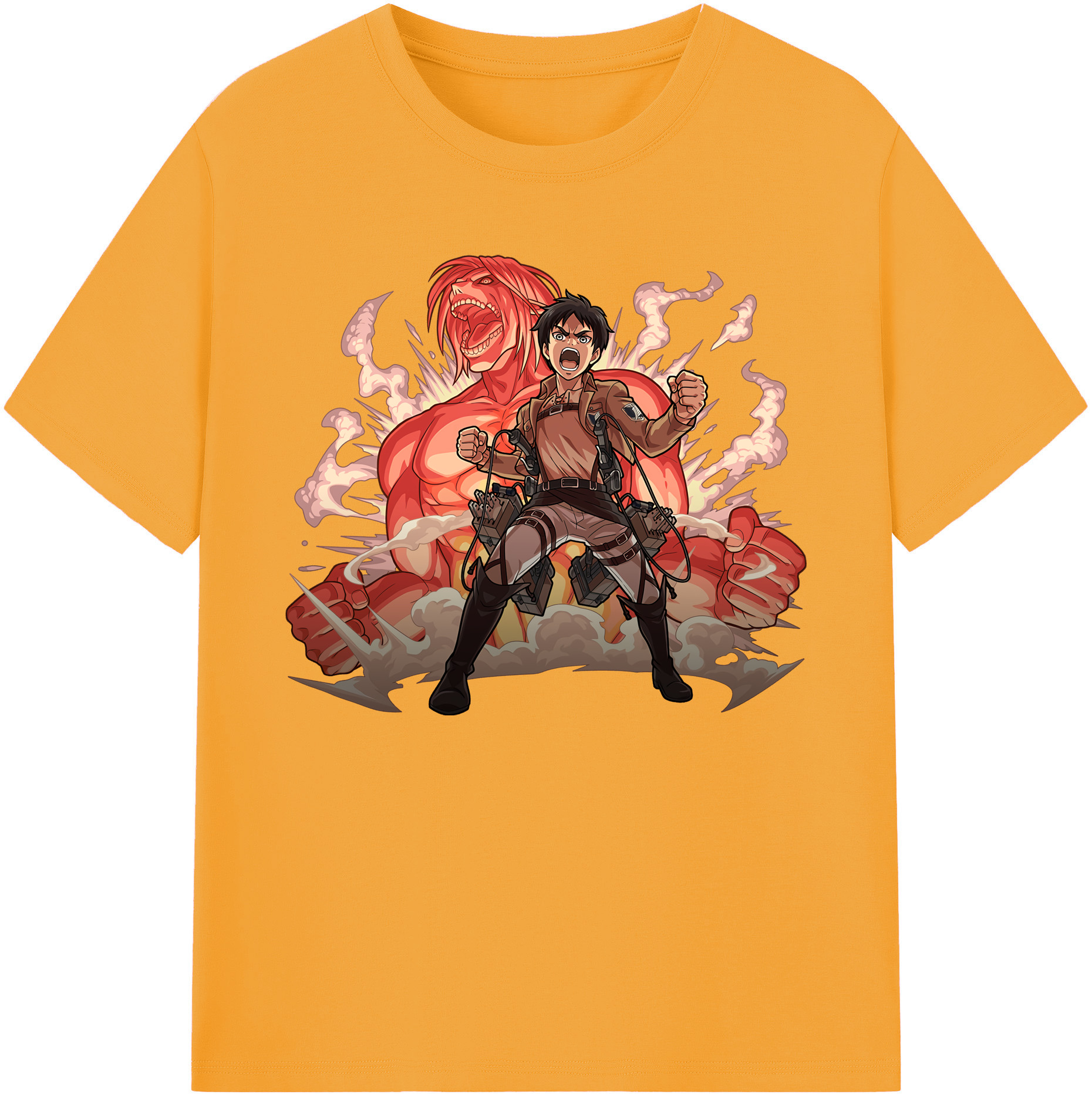 （画像用） 進撃の巨人 エレン･イェーガー Attack on Titan Eren Jäger 綿100％ メンズ半袖Tシャツ｜肌触りやわらか＆通気性