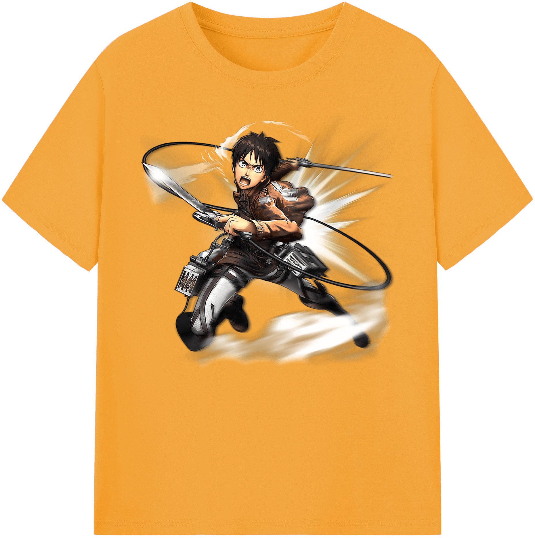 （画像用） 進撃の巨人 エレン･イェーガー Attack on Titan Eren Jäger 綿100％ メンズ半袖Tシャツ｜肌触りやわらか＆通気性