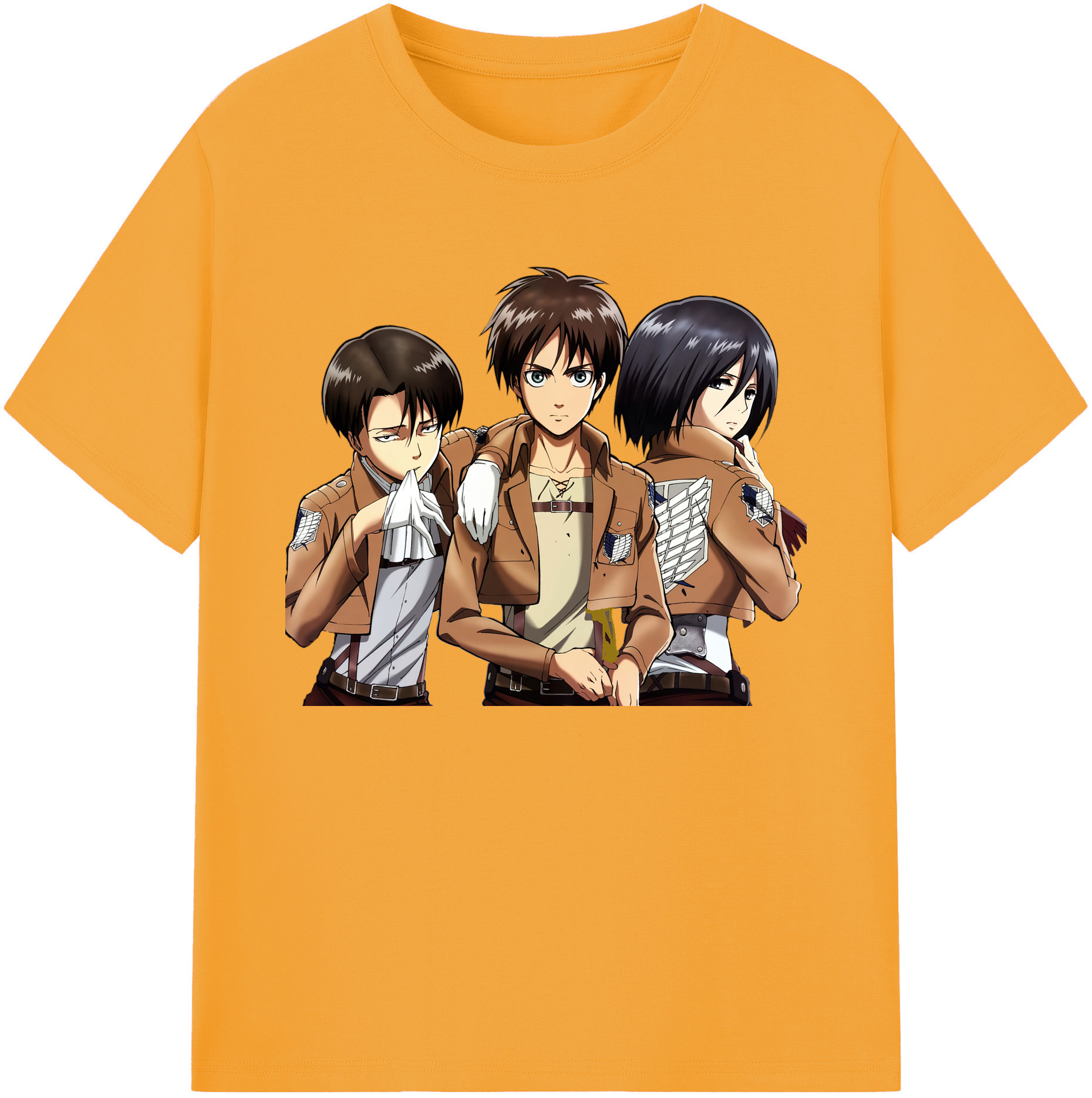 （画像用） 進撃の巨人 エレン･イェーガー Attack on Titan Eren Jäger 綿100％ メンズ半袖Tシャツ｜肌触りやわらか＆通気性