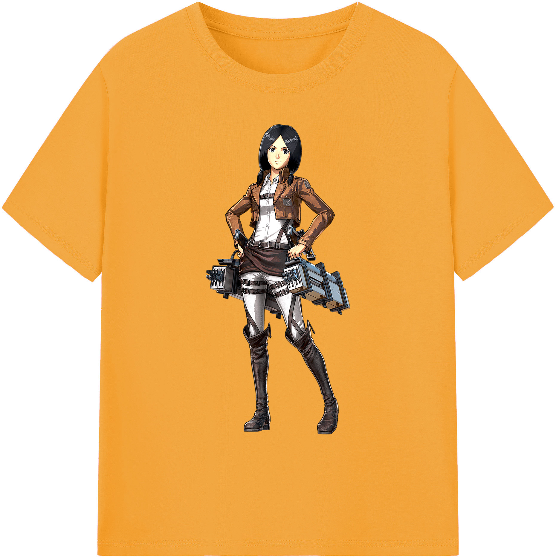 （画像用） 進撃の巨人 ミカサ·アッカーマン Attack on Titan Mikasa Ackerman 綿100％ メンズ半袖Tシャツ｜肌触りやわらか＆通気性