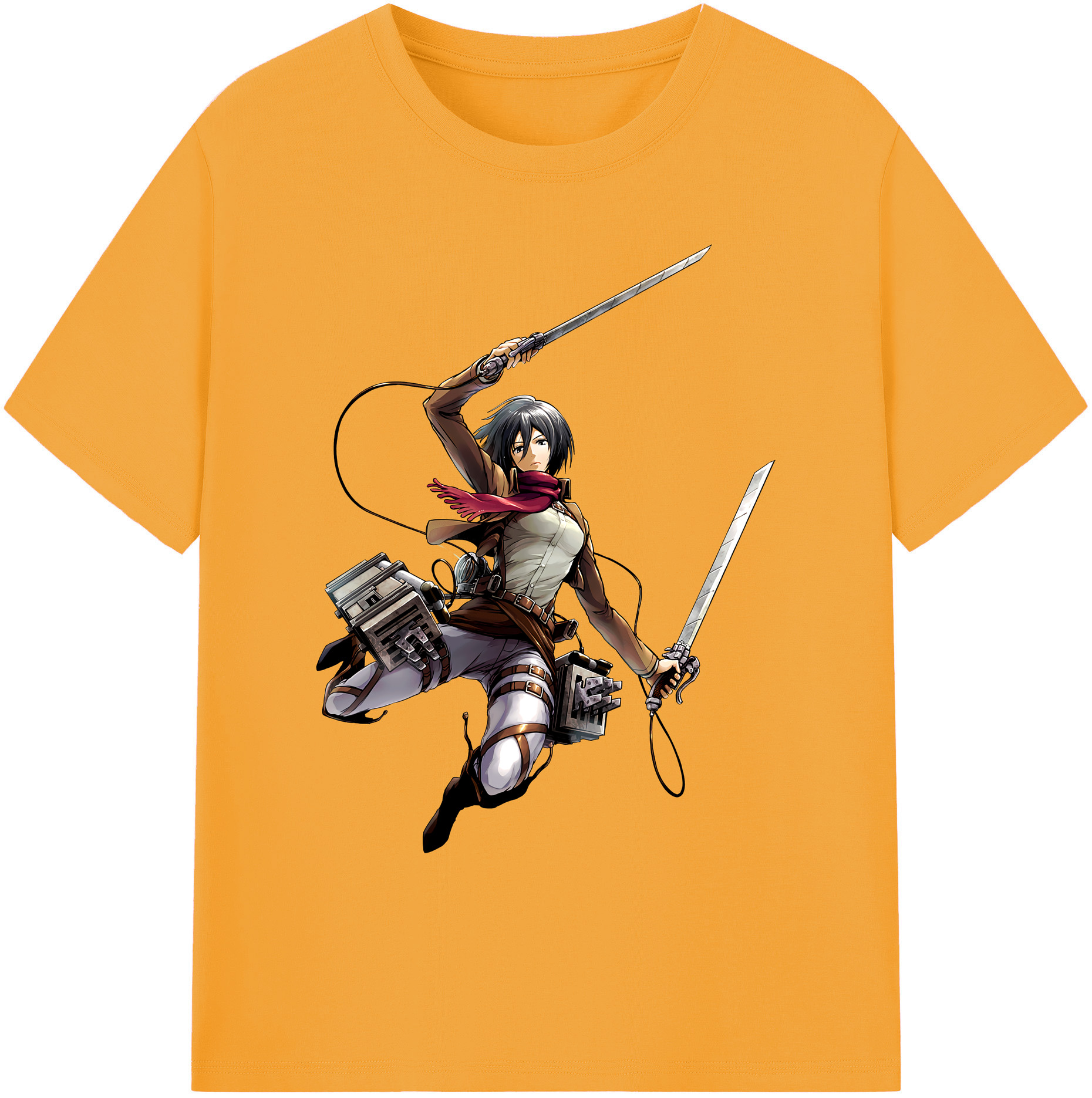 （画像用） 進撃の巨人 ミカサ·アッカーマン Attack on Titan Mikasa Ackerman 綿100％ メンズ半袖Tシャツ｜肌触りやわらか＆通気性