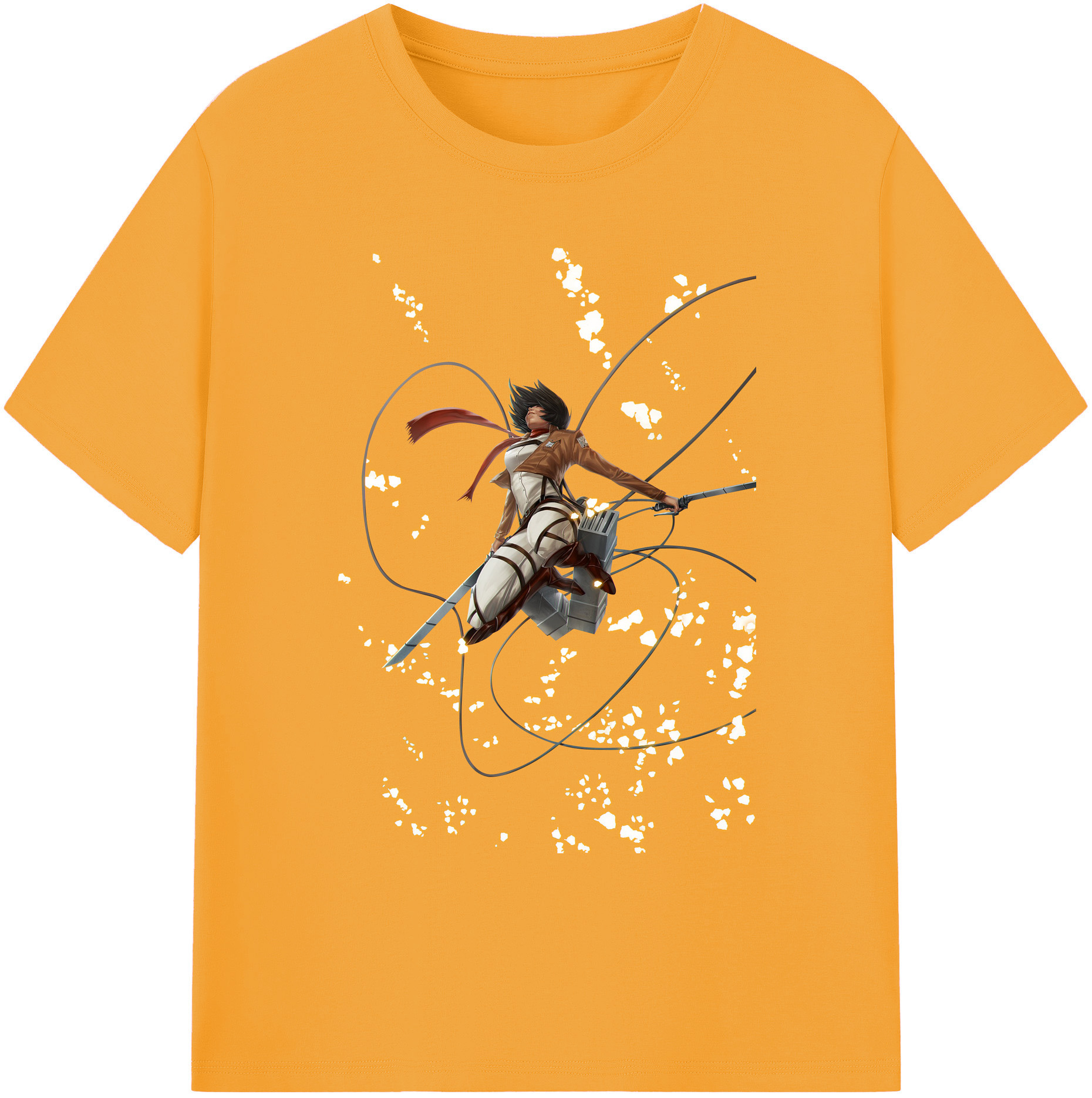 （画像用） 進撃の巨人 ミカサ·アッカーマン Attack on Titan Mikasa Ackerman 綿100％ メンズ半袖Tシャツ｜肌触りやわらか＆通気性