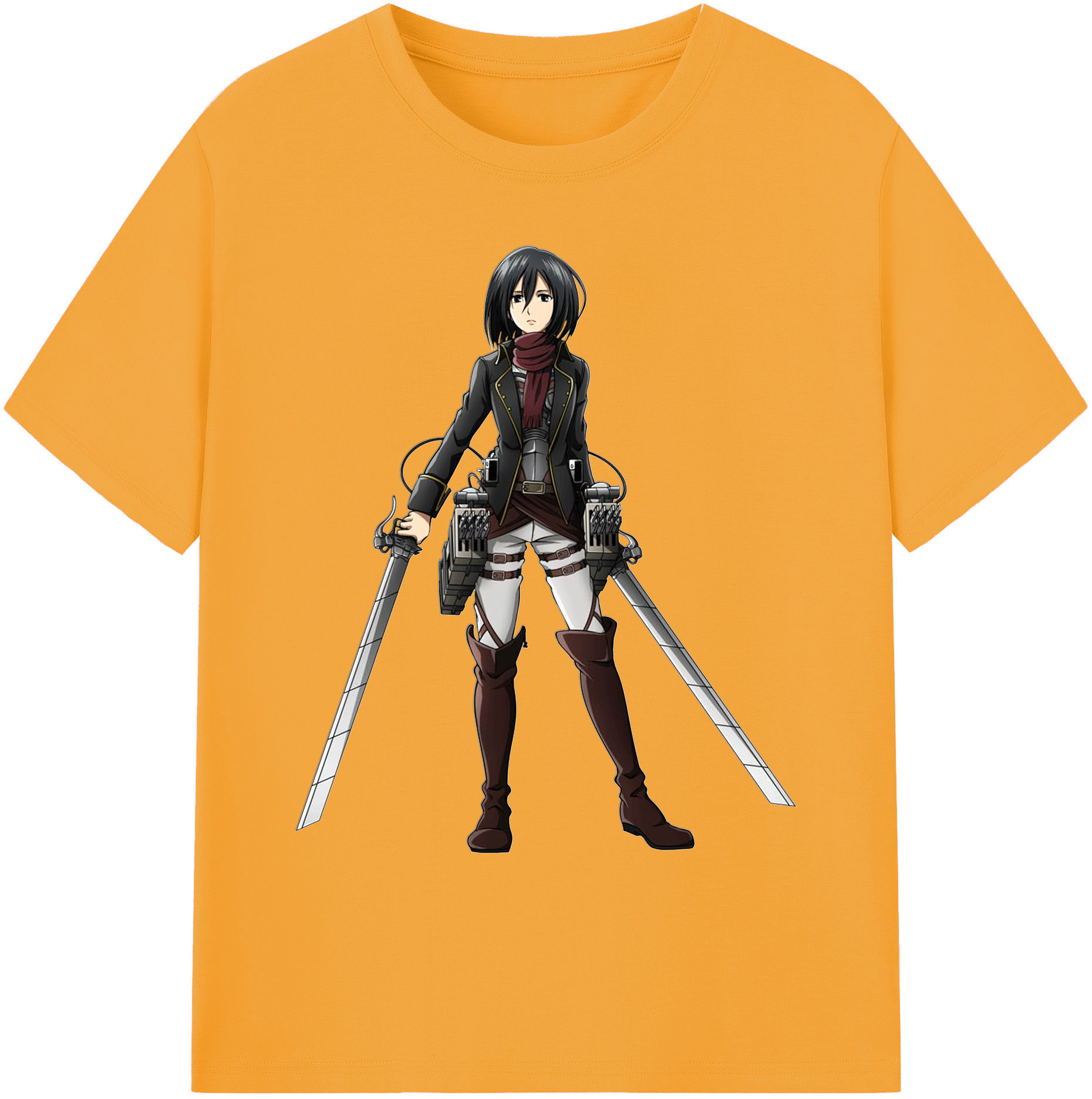 （画像用） 進撃の巨人 ミカサ·アッカーマン Attack on Titan Mikasa Ackerman 綿100％ メンズ半袖Tシャツ｜肌触りやわらか＆通気性