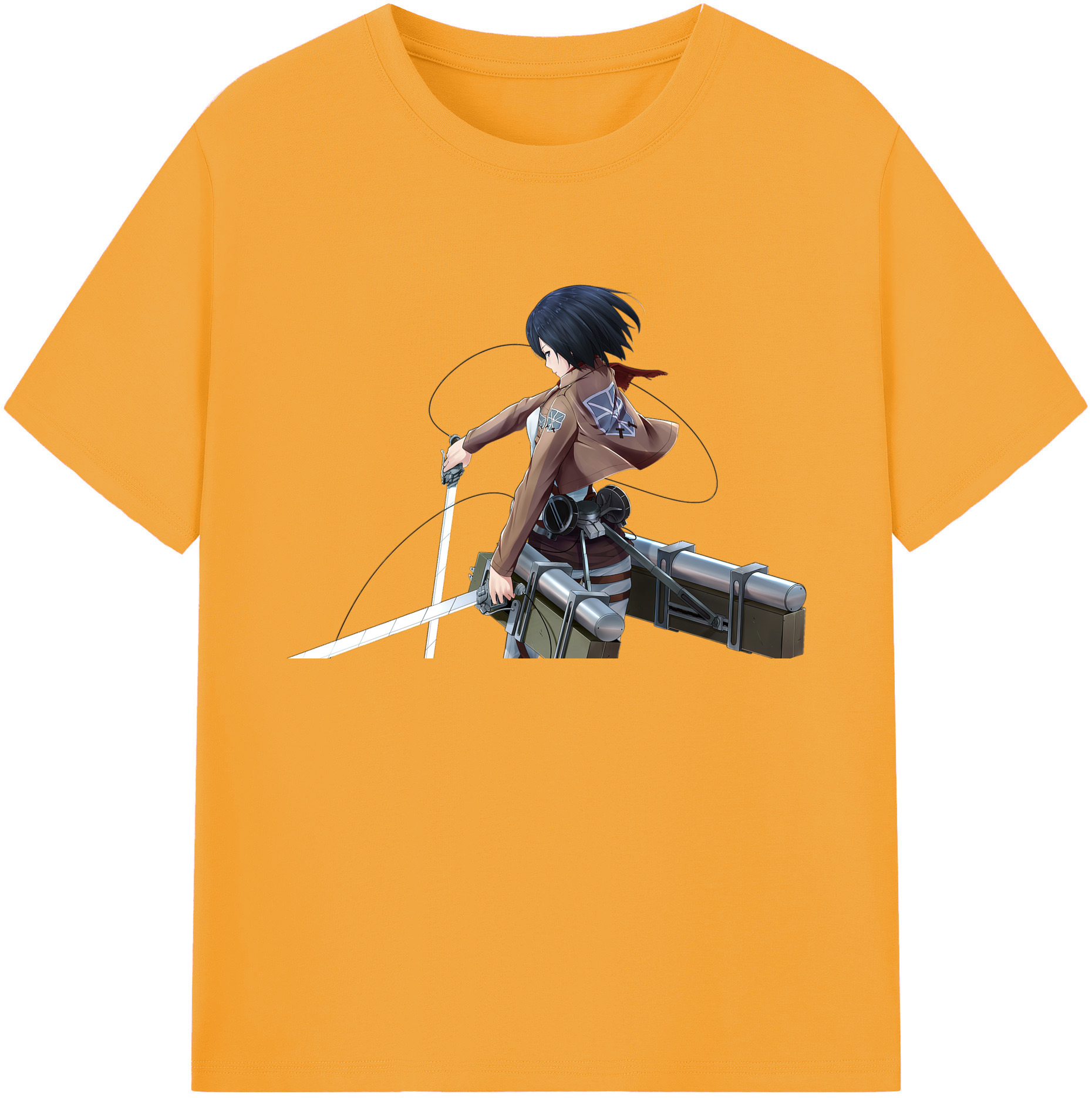 （画像用） 進撃の巨人 ミカサ·アッカーマン Attack on Titan Mikasa Ackerman 綿100％ メンズ半袖Tシャツ｜肌触りやわらか＆通気性