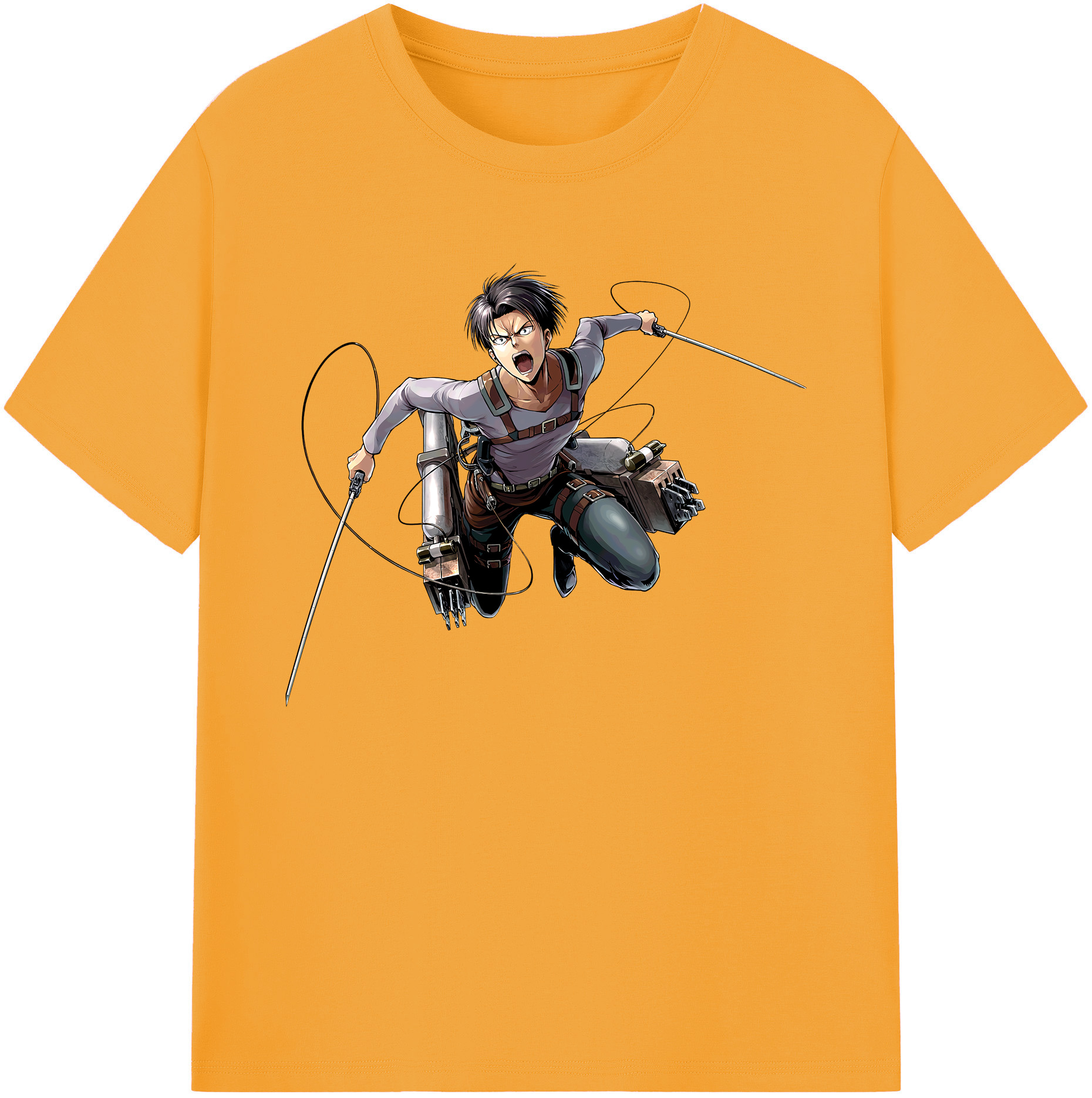 （画像用） 進撃の巨人 リヴァイ·アッカーマン Attack on Titan Levi Ackerman 綿100％ メンズ半袖Tシャツ｜肌触りやわらか＆通気性