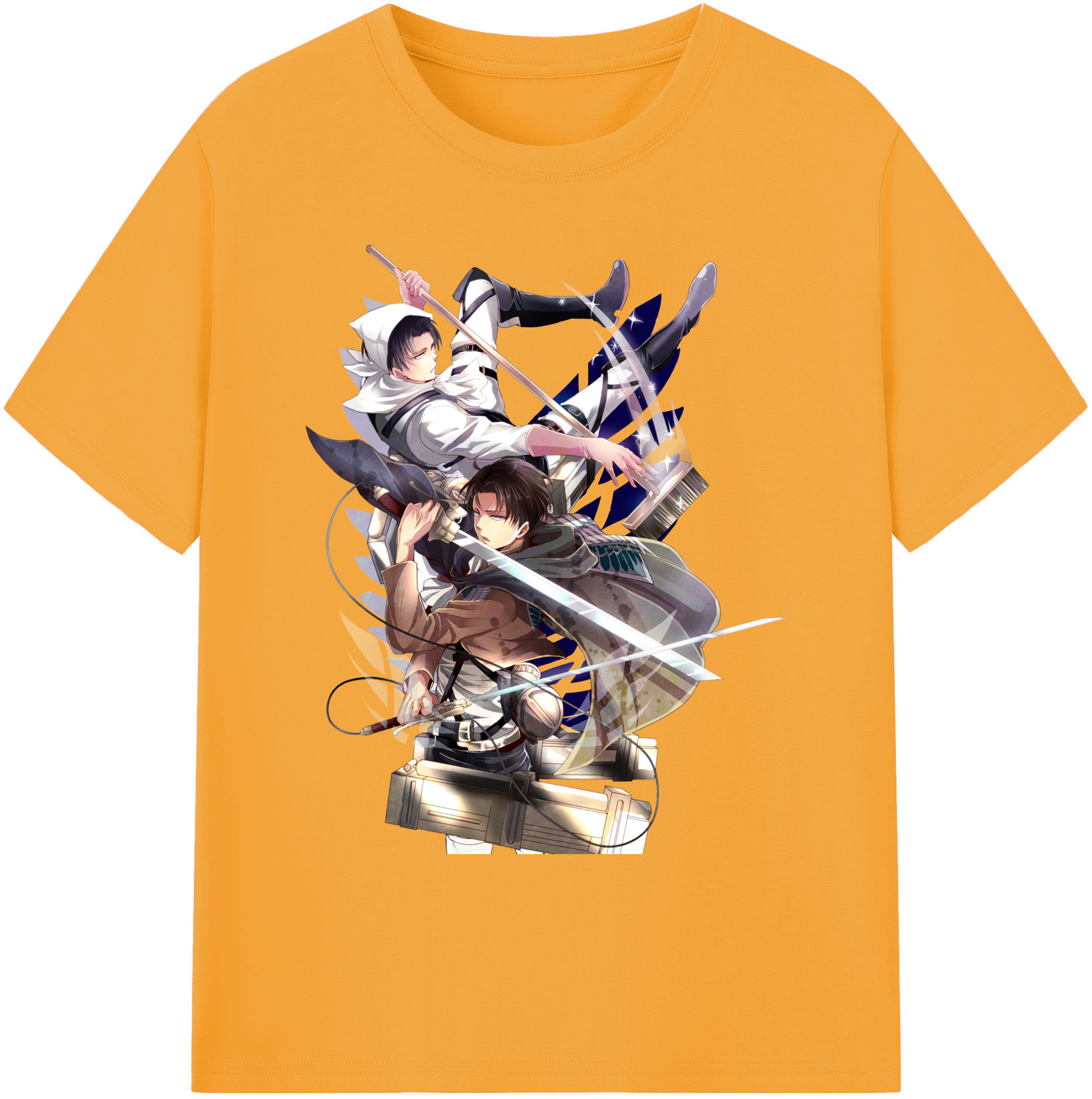 （画像用） 進撃の巨人 リヴァイ·アッカーマン Attack on Titan Levi Ackerman 綿100％ メンズ半袖Tシャツ｜肌触りやわらか＆通気性