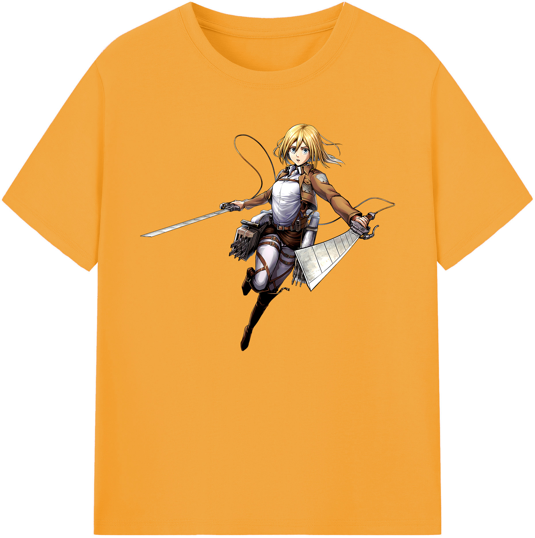 （画像用） 進撃の巨人 クリスタ·レンズ Attack on Titan Christa Lenz 綿100％ メンズ半袖Tシャツ｜肌触りやわらか＆通気性